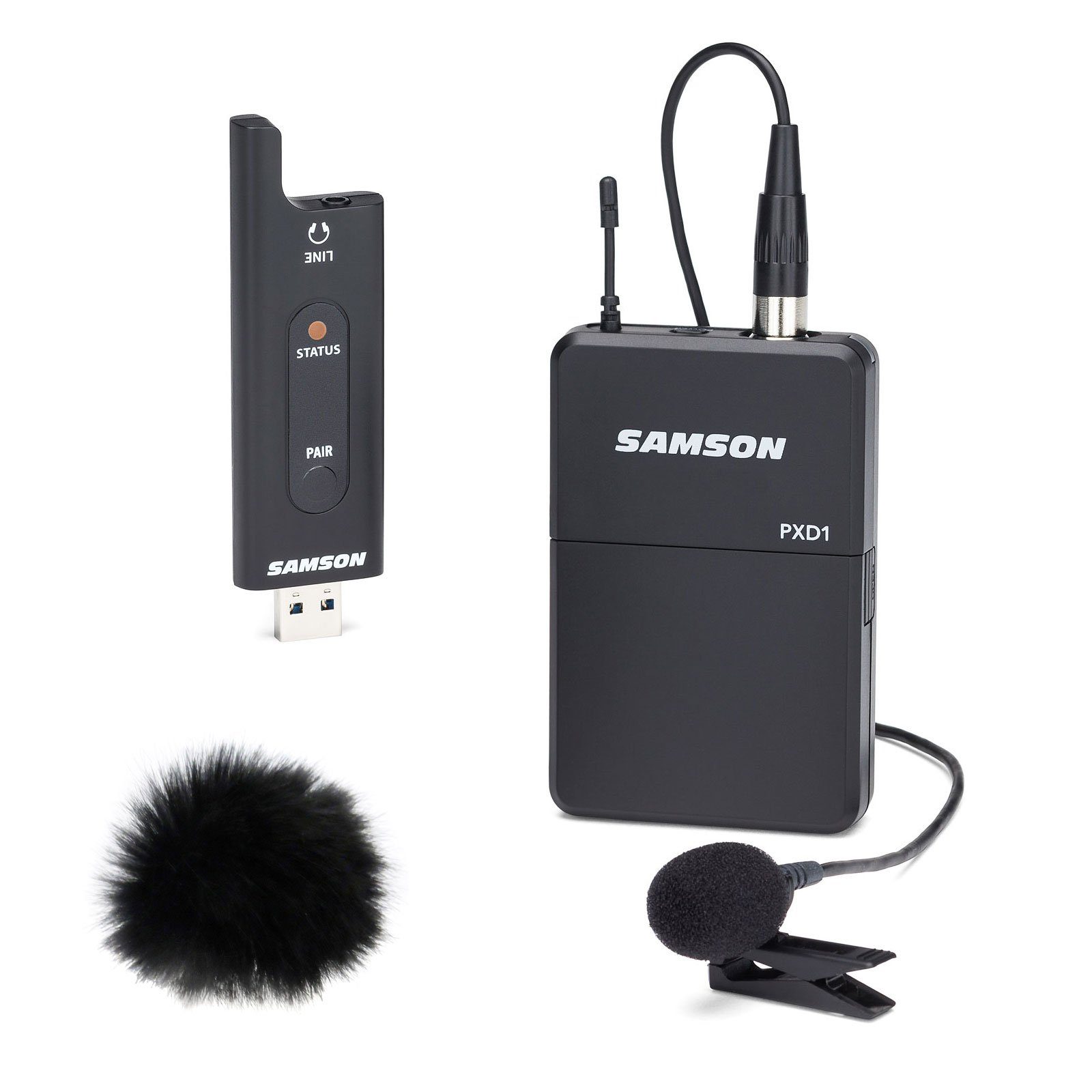 Mikrofon Samson XPD2USB Wireless Lavalier Mikro mit Windschutz