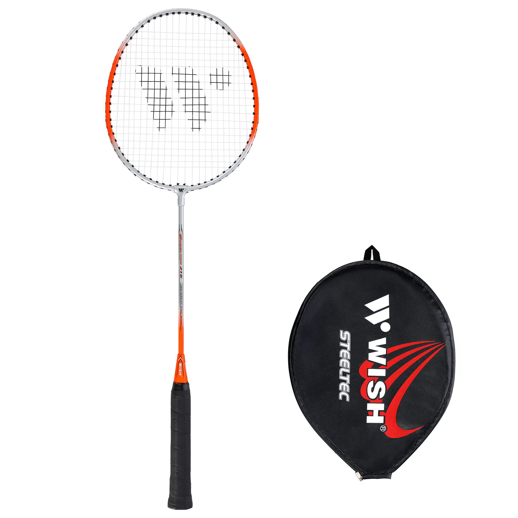 Badmintonschläger STEELTEC 216 Orange Badminton Schläger mit Schutzhülle