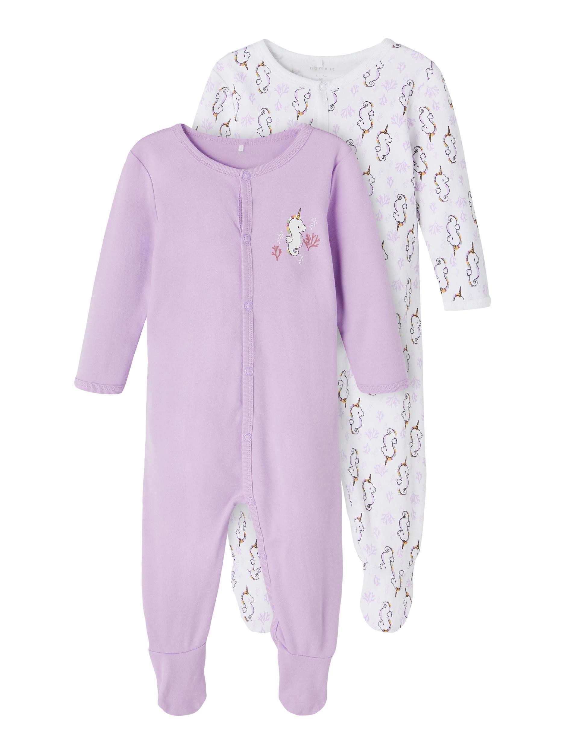 Strampler Name It Baby Mädchen Schlafanzug 2er-Pack