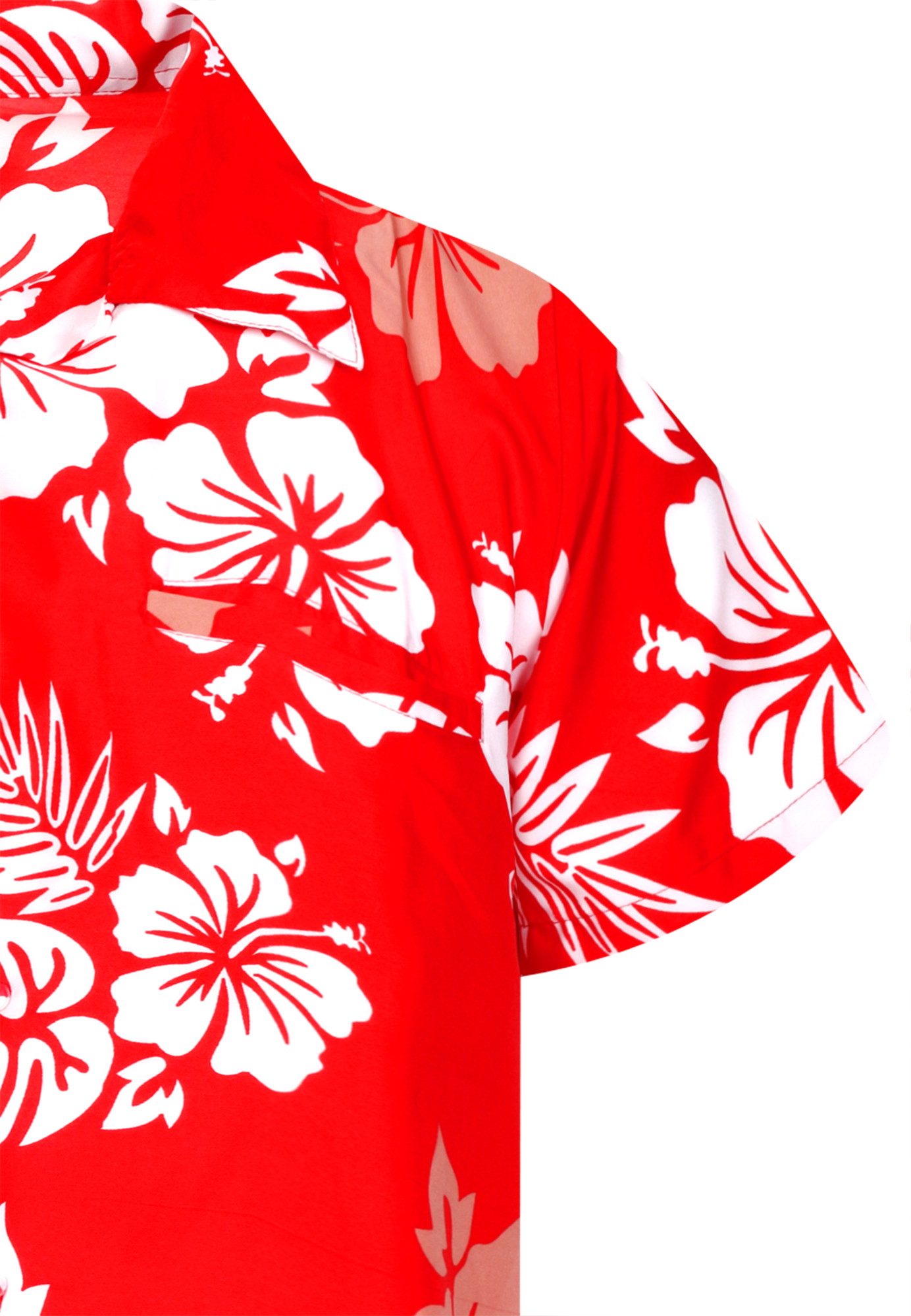 King Kameha Hawaiihemd "Mono Hibiscus" Funky Hawaii-Hemd Herren Kurzarm Front-Tasche Stylish – Bild 4 von 5