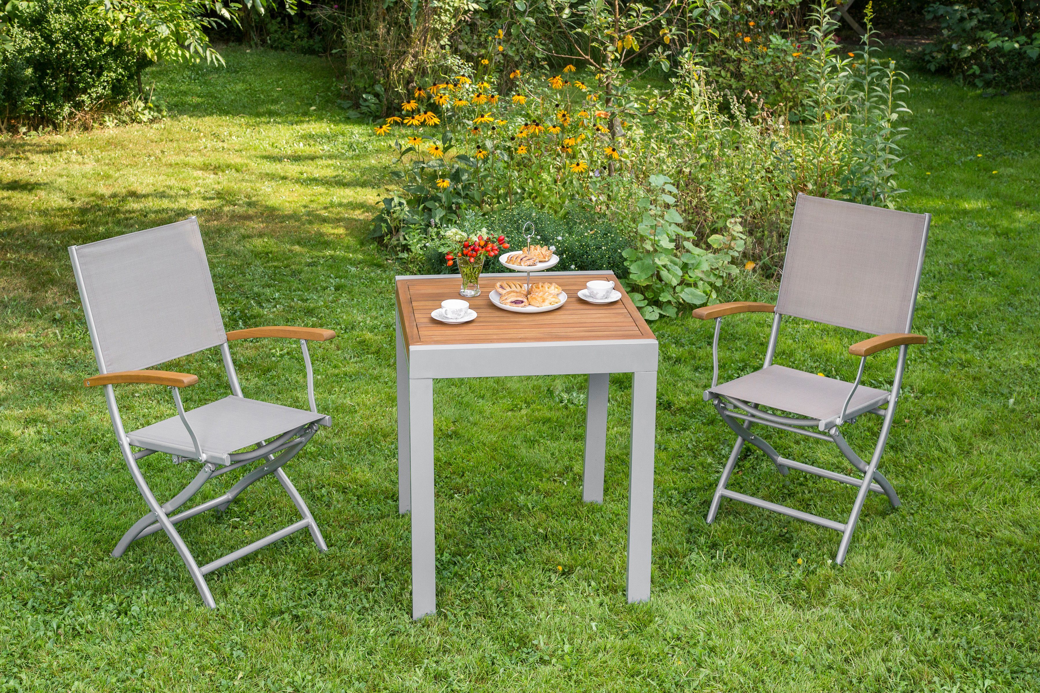 MERXX Balkonset Naxos, (Set, 3-tlg), mit ausziehbaren Tisch (65/130x65 cm)