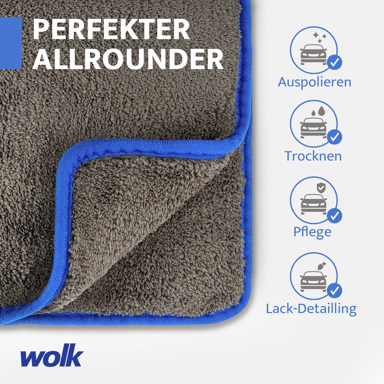 wolk Handtuch Auto-Trockentuch - Farbe = grau/pink, (3-St)