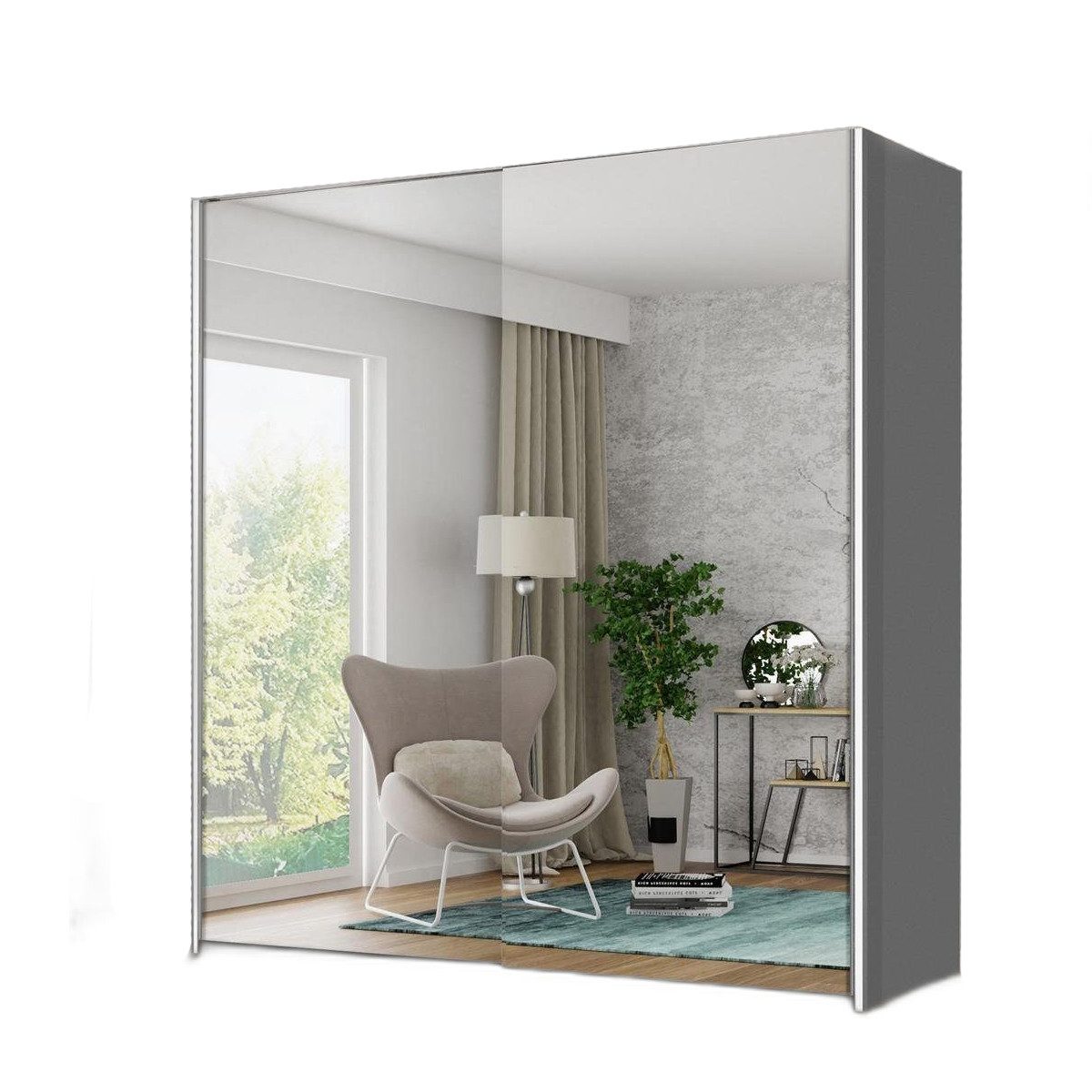 Schwebetürenschrank Holz Kleiderschrank im modernen Stil für Schlafzimmer