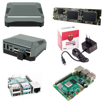 MegaComputerWorld Set / Raspberry Pi 4B / 120GB M.2 SSD / Netzteil / Raspian Buster Mini-PC (4 GB RAM)