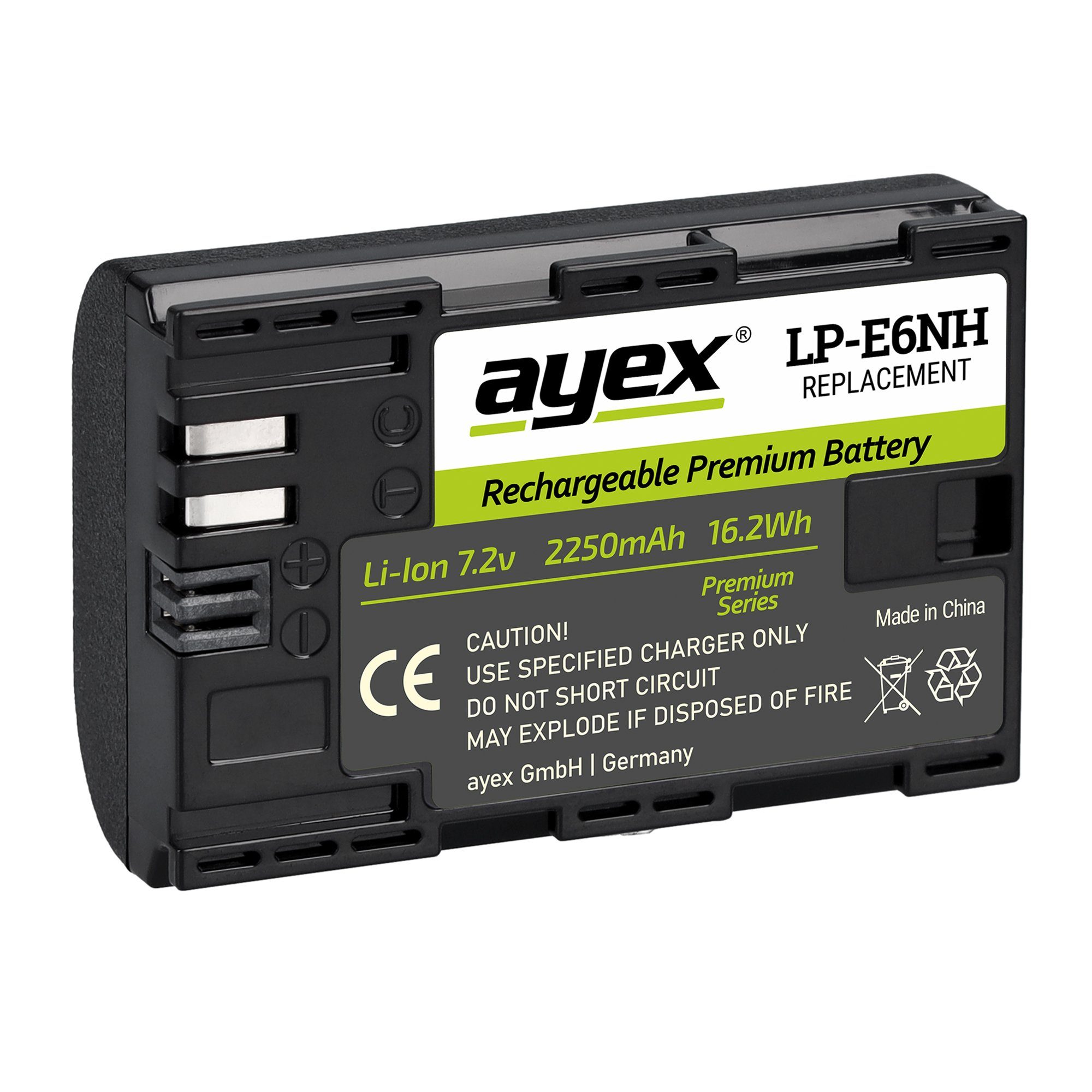 ayex LP-E6NH Premium-Akku für Canon EOS Kameras zB.80D Kamera-Akku