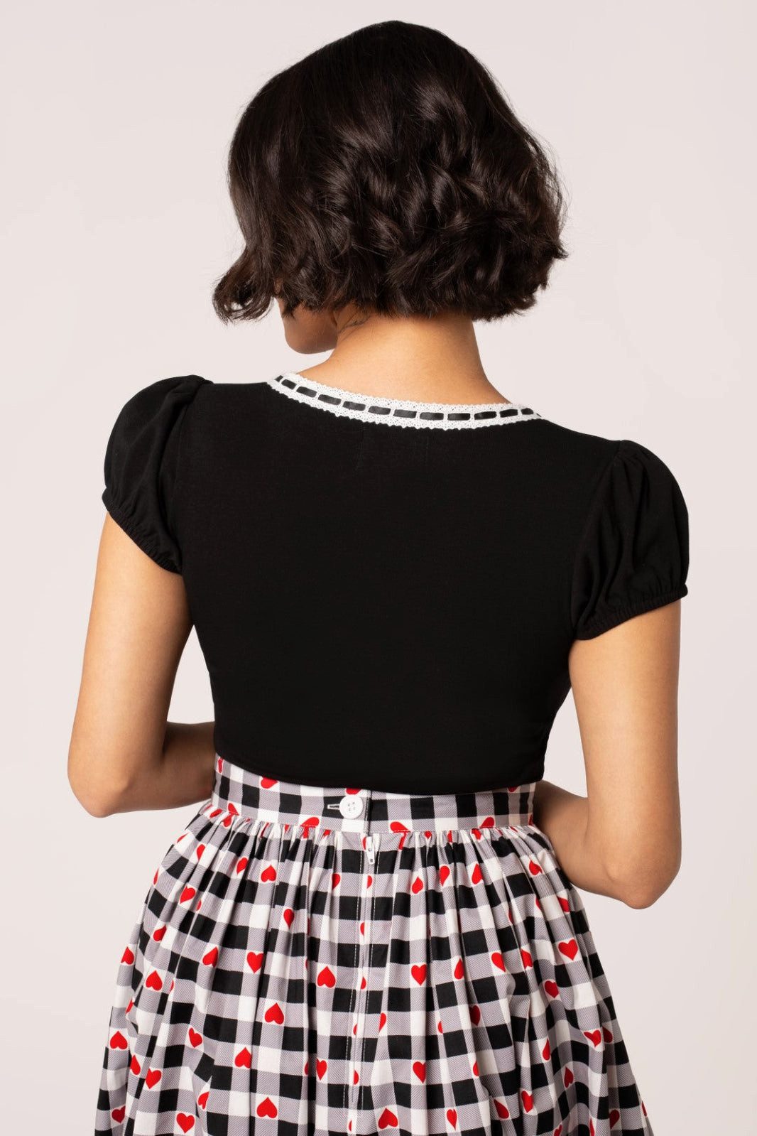 Hell Bunny Shirttop Gracie Schwarz Vintage Retro Rockabilly Oberteil