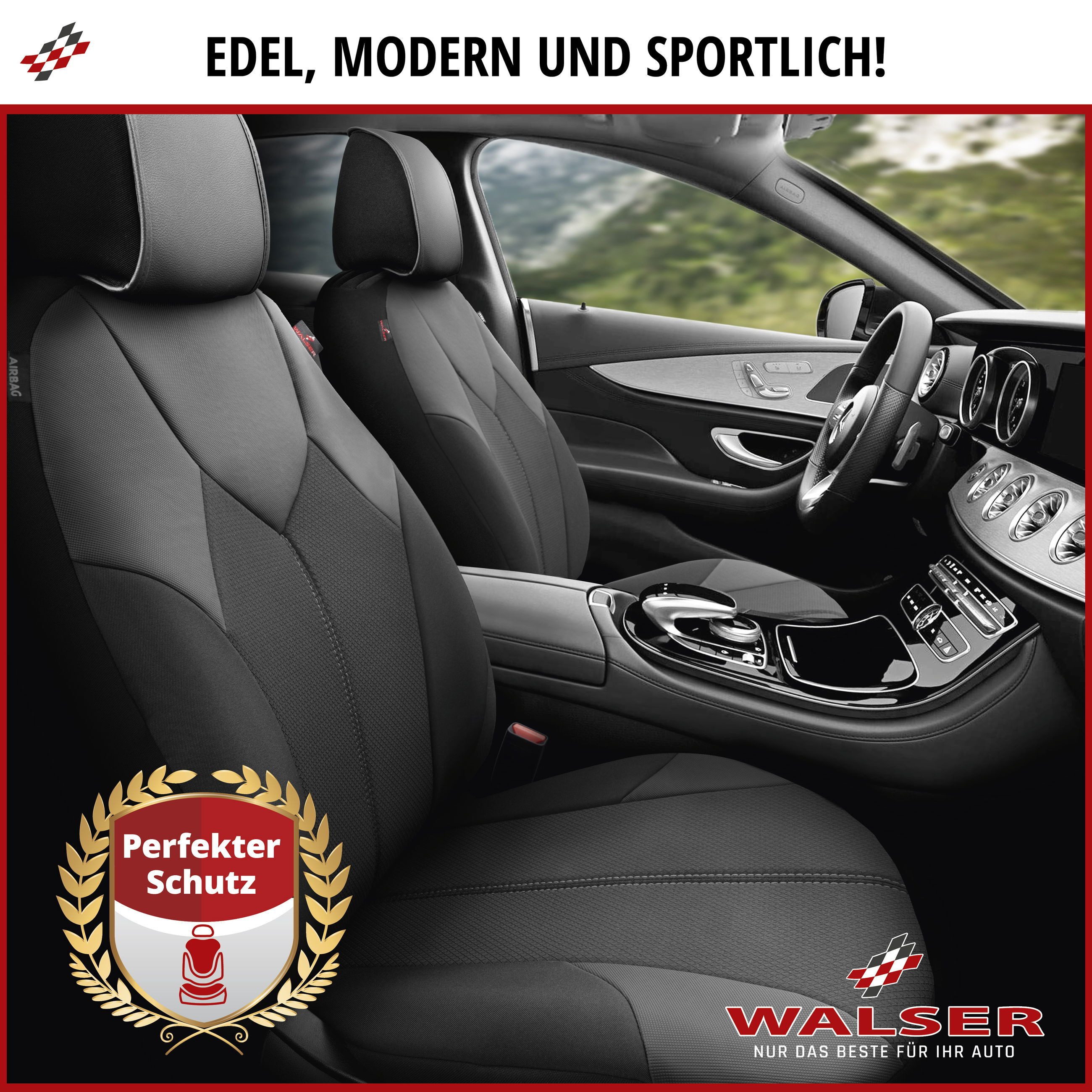 WALSER Autositzbezug Sitzbezug Portofino, 2 Vordersitzbezüge 2tlg, 2 Kopfstützenbezüge, 6-tlg.