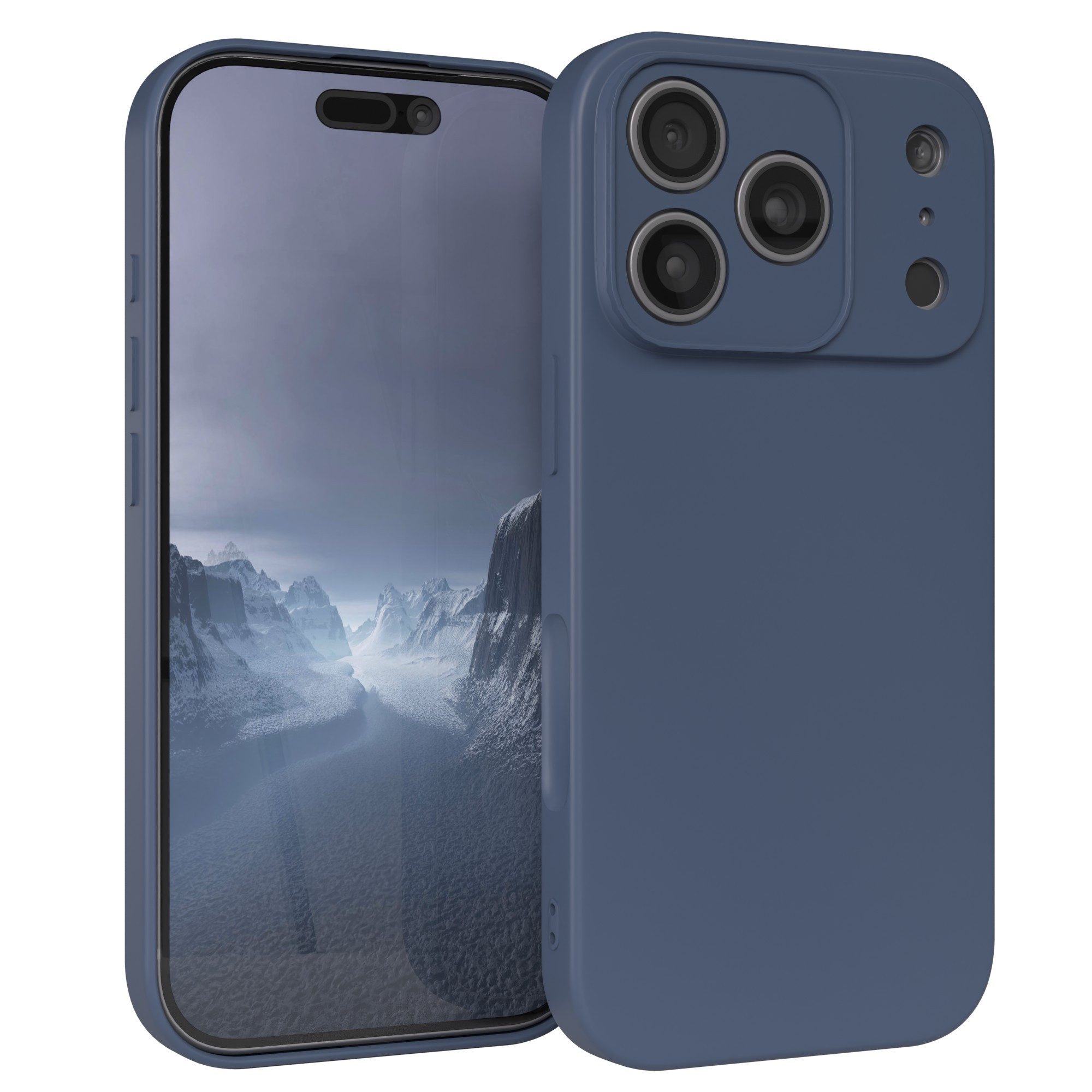 EAZY CASE Handyhülle für Apple iPhone 17 Pro Hülle Silikon 6,3 Zoll, Handy Softcase mattierte Silikonhülle Back Cover Soft Blau / Petrol