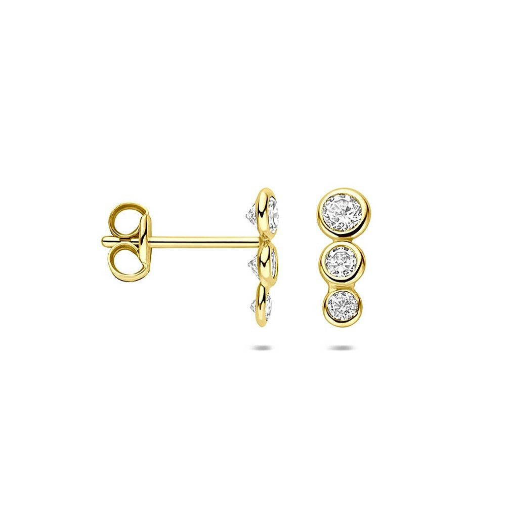 Paar Ohrstecker 375er Gelbgold Ohrstecker drei Zirkonia