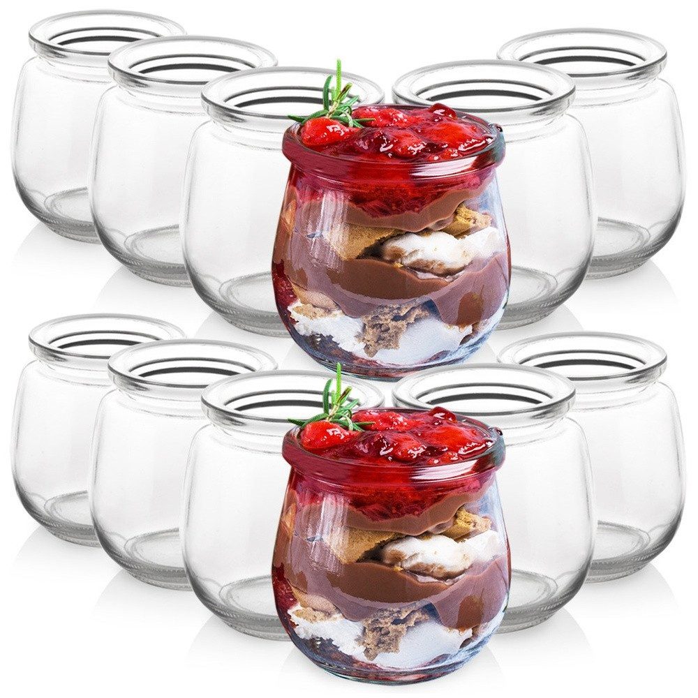 Orion Group Vorratsglas 200ml Joghurt- und Dessertglas aus robustem Glas, Glas, (12-tlg), robust, spülmaschinengeeignet, 12er Set