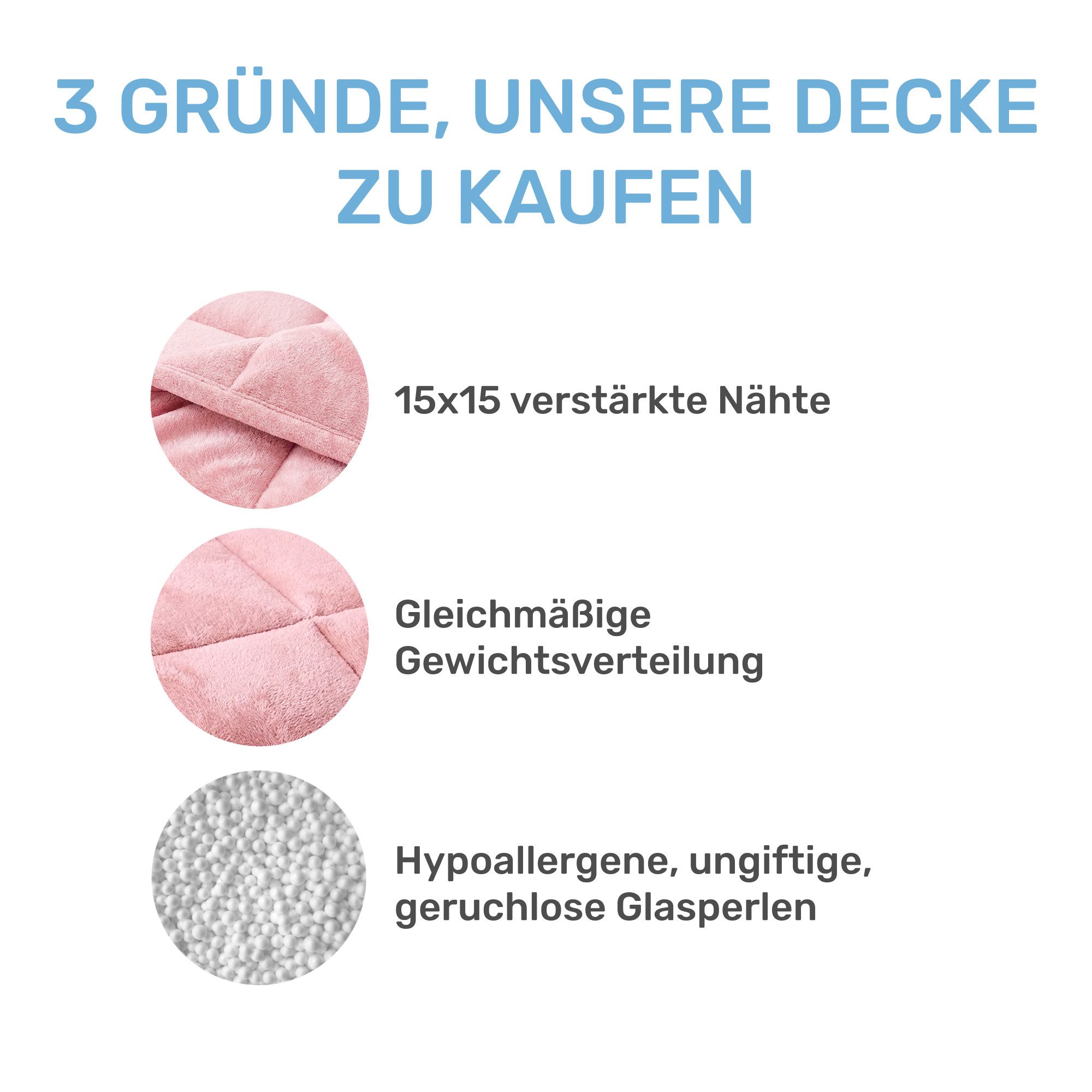 Dailydream Gewichtsdecke Kinder Therapie-Bettdecke, Baumwolle und Fleece, Füllung: Glasperlen, Gleichmäßige Gewichtsverteilung, doppelte Nähte, Handwäsche möglich