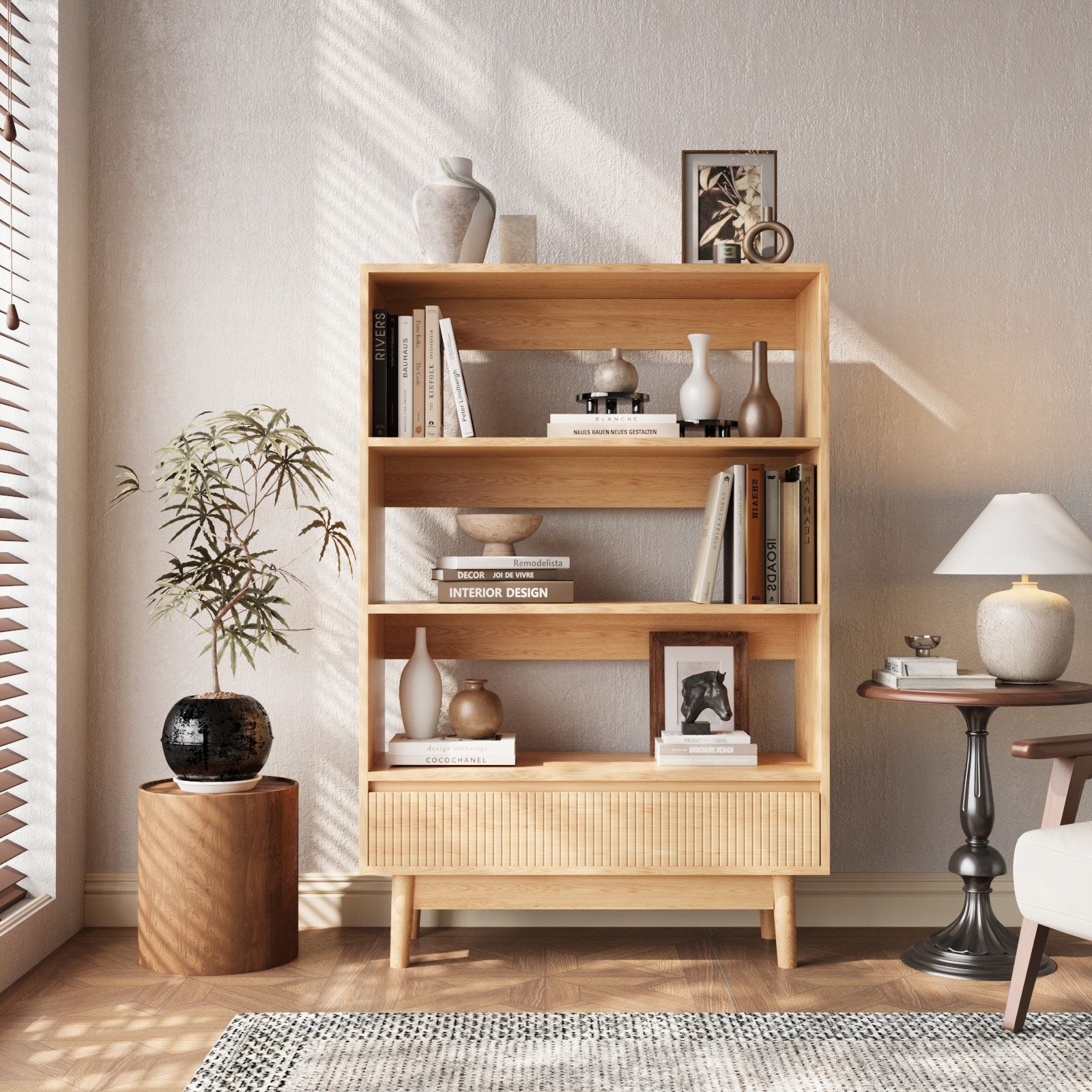 VOWNER Bücherregal mit Schublade