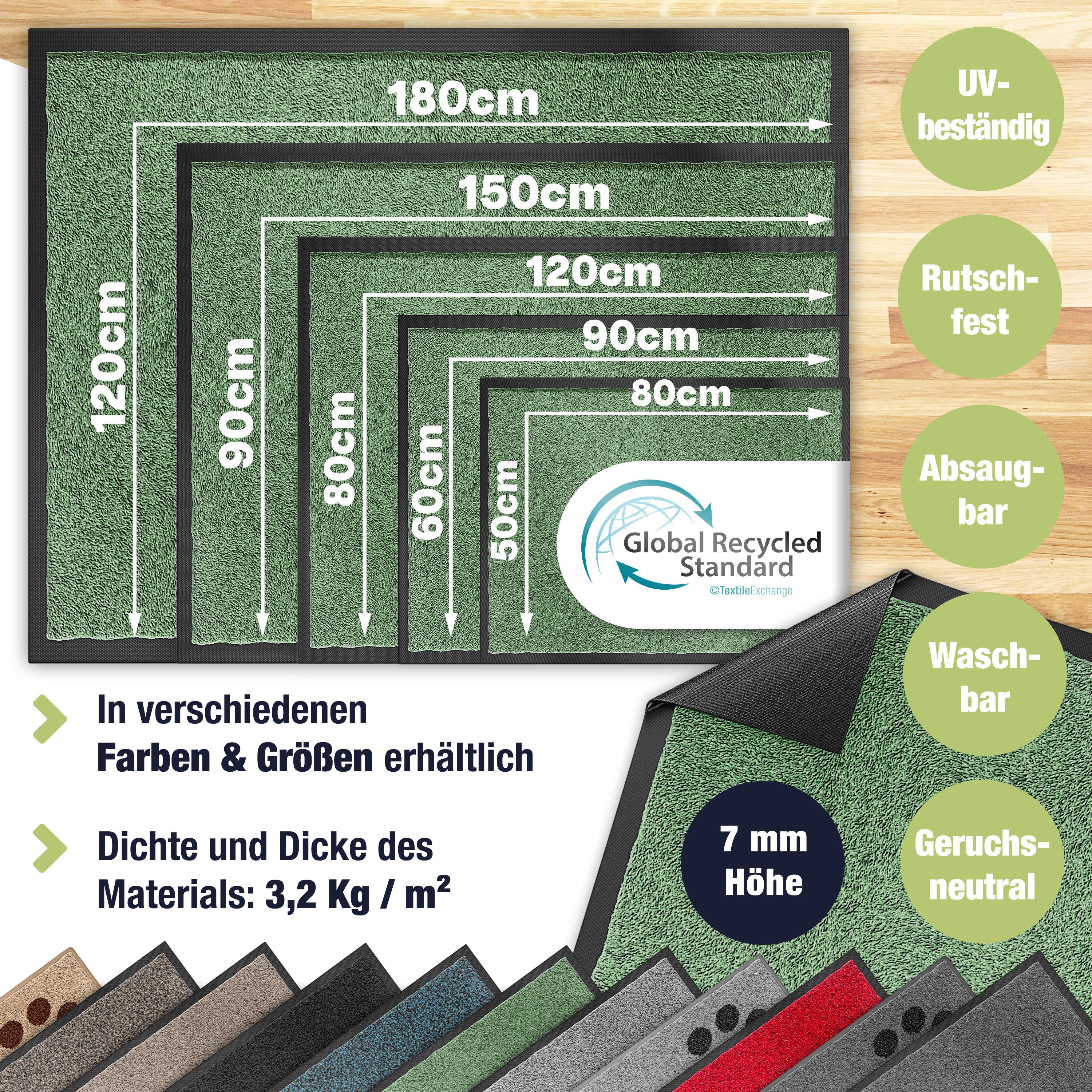 KESSER Fußmatte Schmutzfangmatte rutschfest für Innen- & Außenbereich, Höhe günstig online kaufen