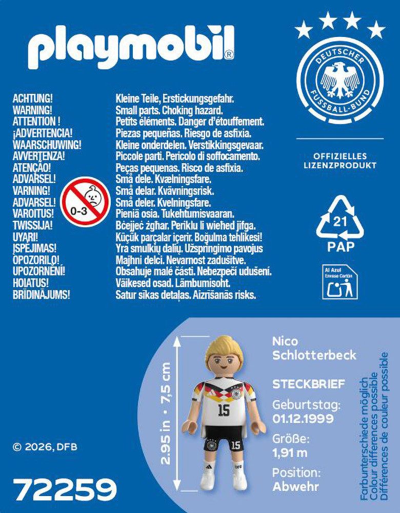 Playmobil® Nico Schlotterbeck (72259), DFB Konstruktions-Spielset, Made in Europe – Bild 3 von 3