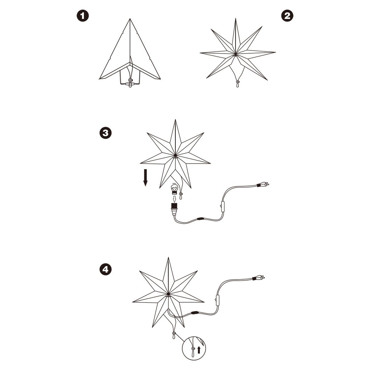 Salcar Papierstern 3D LED Papierstern Hängend Weihnachtsstern Beleuchtet Weihnachtsdeko, Sternlicht Wohnzimmer Schlafzimmer Fenster, 55cm – Bild 5 von 5