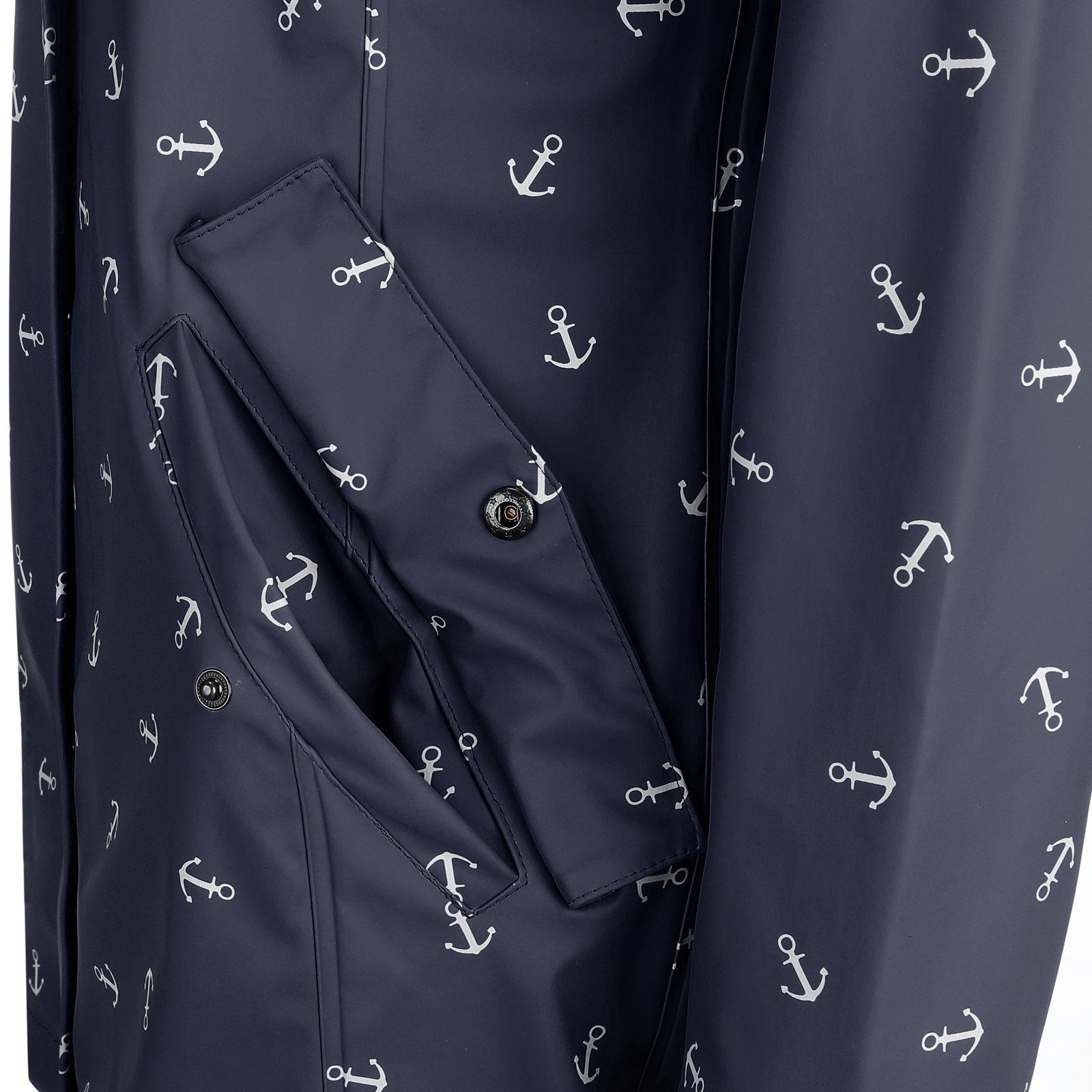 Dry Fashion Regenjacke Damen Kapuze wasserdicht Anker-Print Cuxhaven Regenmantel navy Jacke mit 