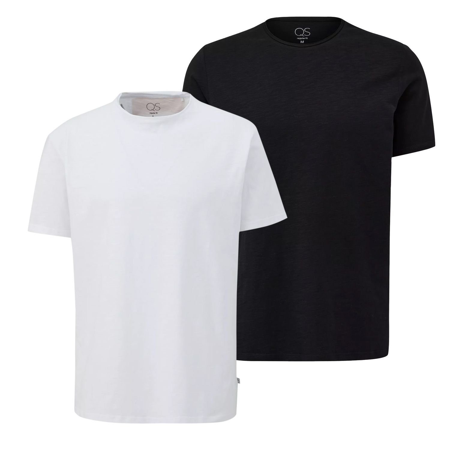 QS T-Shirt Basic Shirt (2-tlg) Rundhals, Rollsaum