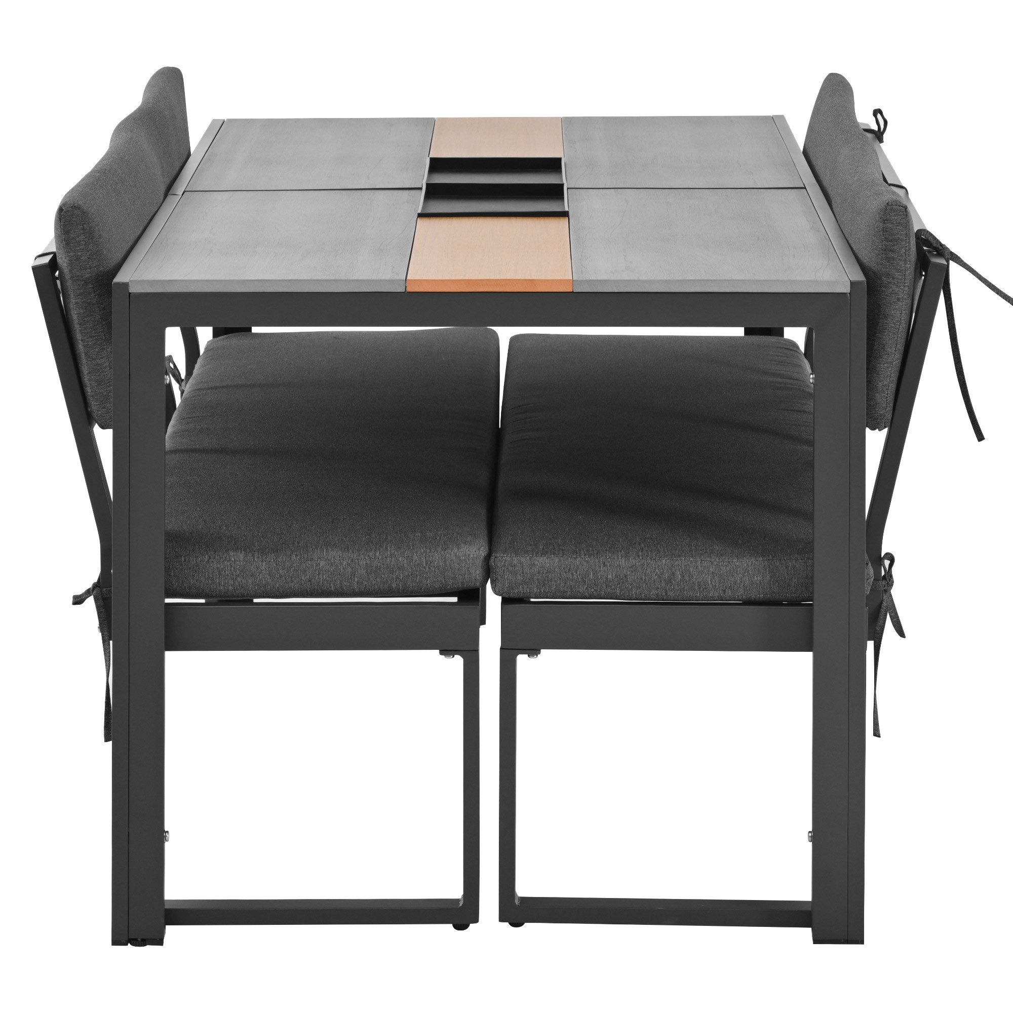 Garten-Essgruppe, (Gartenmöbel Set, 3-tlg., Sitzgruppe für 6 Personen), Gartenlounge Set Aluminium mit 2 Bänke und 1 Esstisch