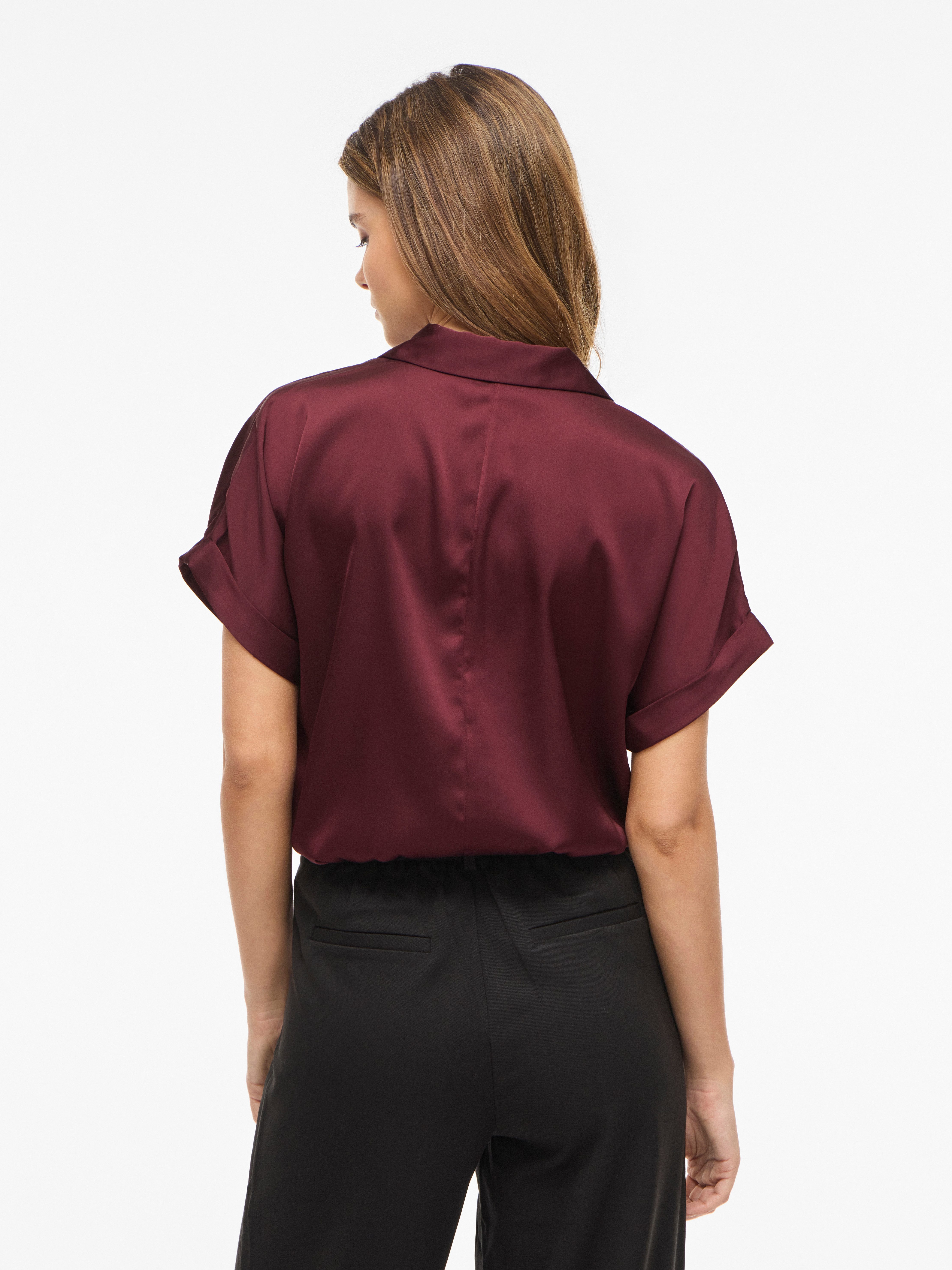 Vila Kurzarmbluse VIENNA RAVENNA S/S TOP - NOOS Kunstfaser, regular fit