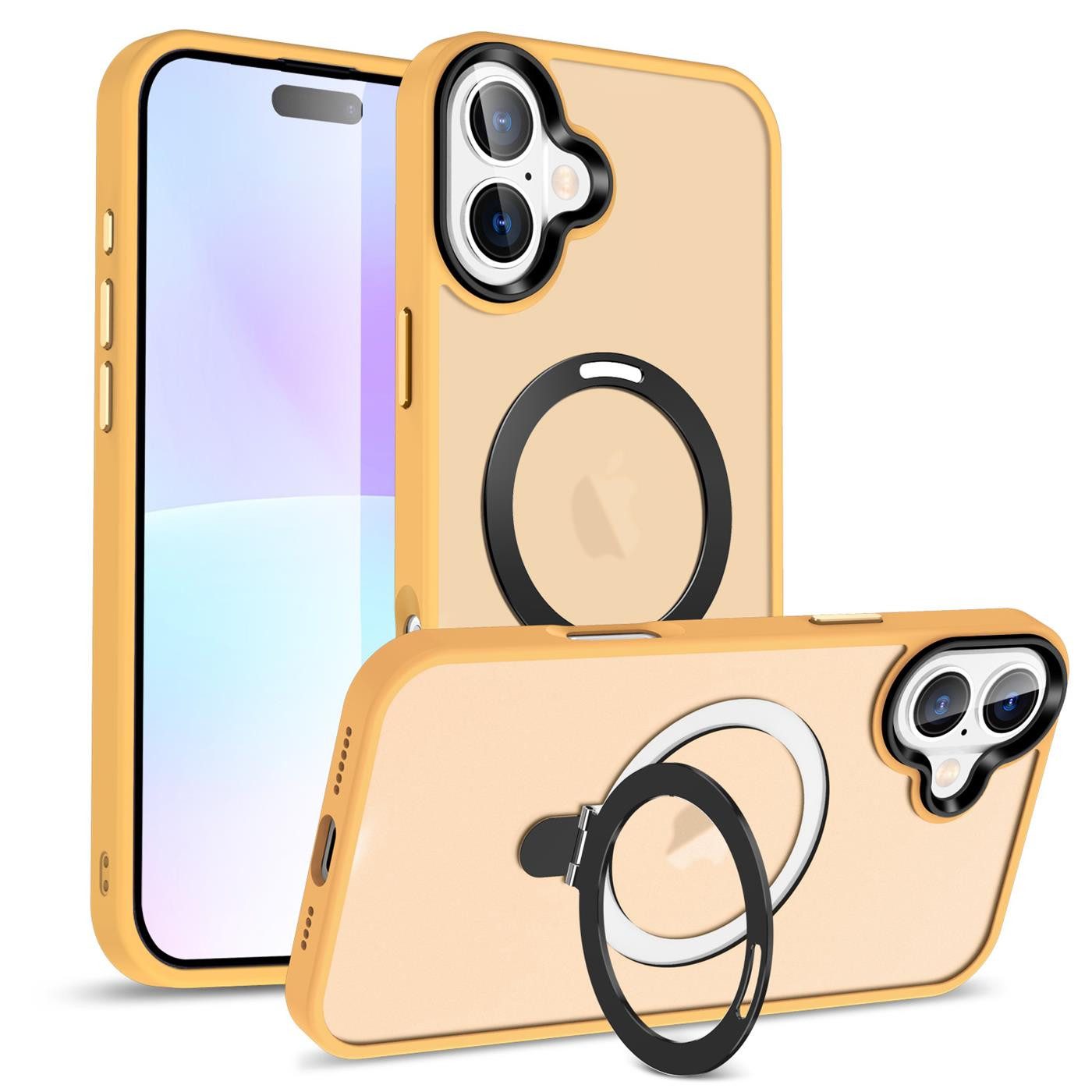 CoolGadget Handyhülle Hybrid Luxury Handy Case für iPhone 17 6,3 Zoll, Hülle Massiv Metallring aufklappbar Schutzhülle für Magsafe Zubehör