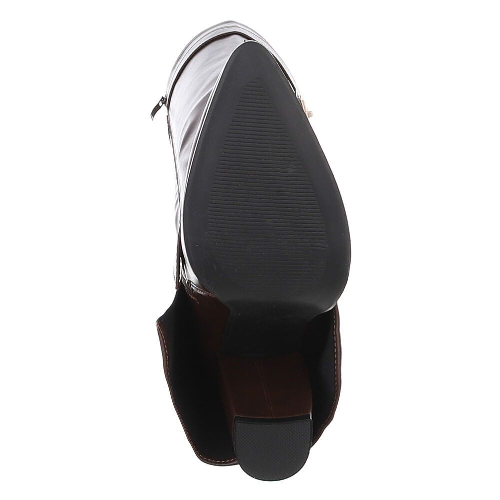 Ital-Design Elegante kniehohe Stiefelette mit Blockabsatz für Damen High-Heel-Stiefel (89852569) Blockabsatz Stiefel in Schwarz – Bild 3 von 5