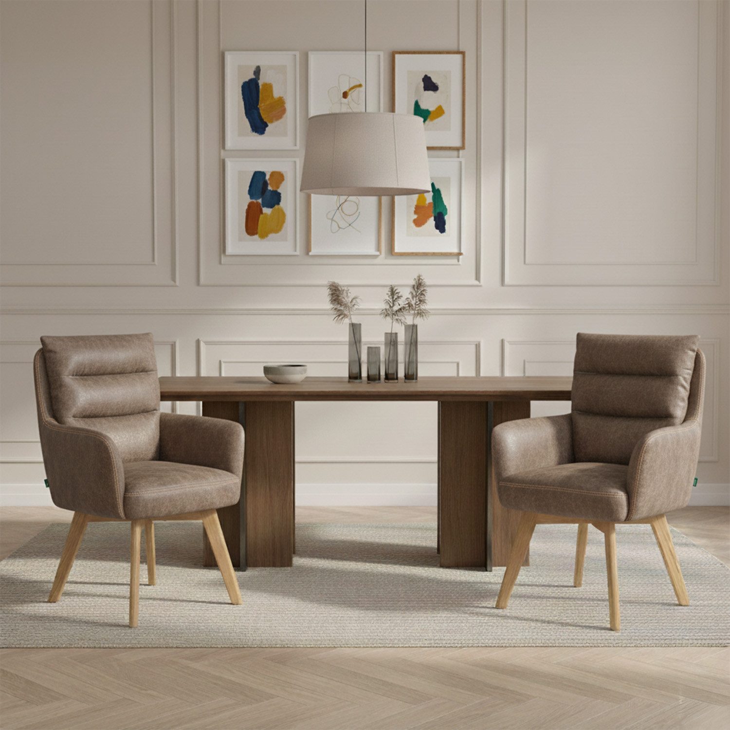 DUBI Möbel Polsterstuhl Mika-Juna 2er-Set, Federkern, Eiche geölt, 360° dre günstig online kaufen