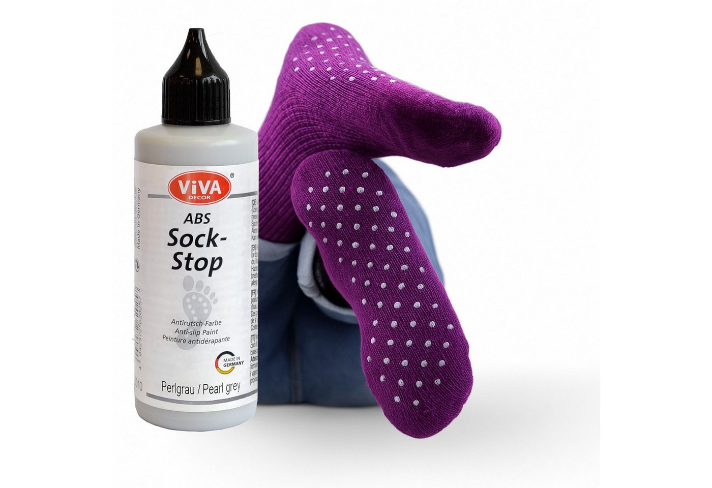 Viva Decor ABS-Socken ViVA DECOR ABS Sock-Stop 82ml, Perlgrau