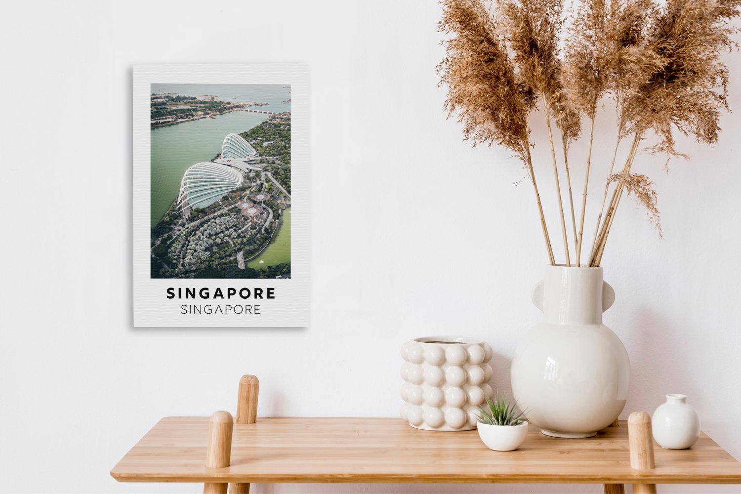 St), 20x30 OneMillionCanvasses® - Leinwandbild Singapur Zackenaufhänger, fertig Gemälde, Leinwandbild - Architektur Wasser, inkl. bespannt cm (1