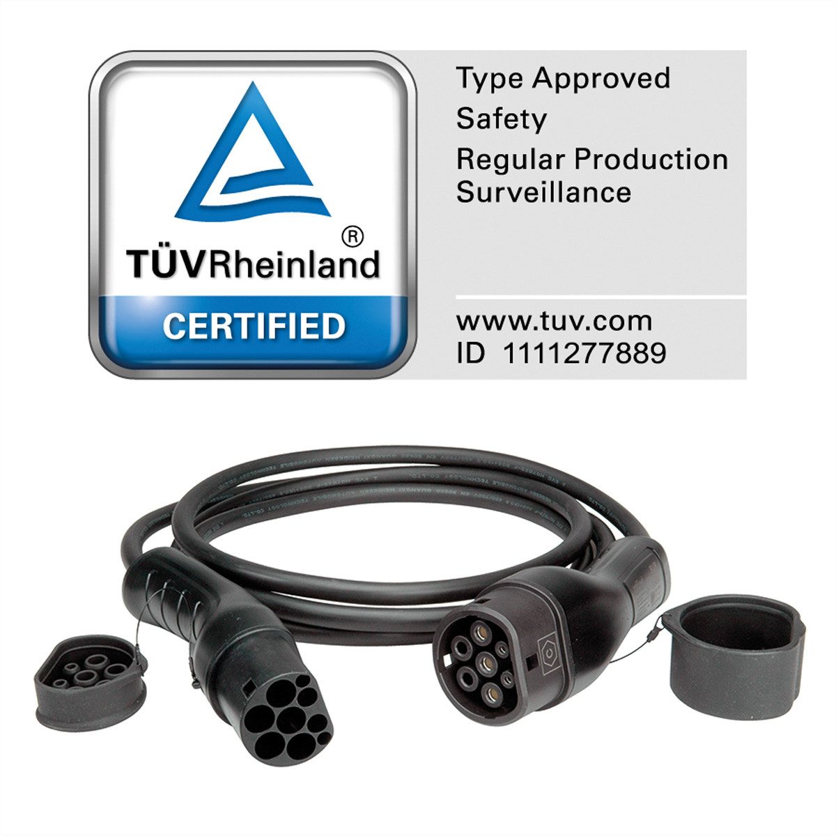 ROLINE E-Auto Ladekabel Typ2, 3-phasig Autoladekabel, IEC 62196-2 Typ 2 (VDE-AR-E 2623-2-2) Männlich (Stecker), IEC 62196-2 Typ 2 (VDE-AR-E 2623-2-2) Weiblich (Buchse) (300.0 cm), 480VAC (3P+N+E), 32 A, 22 kW
