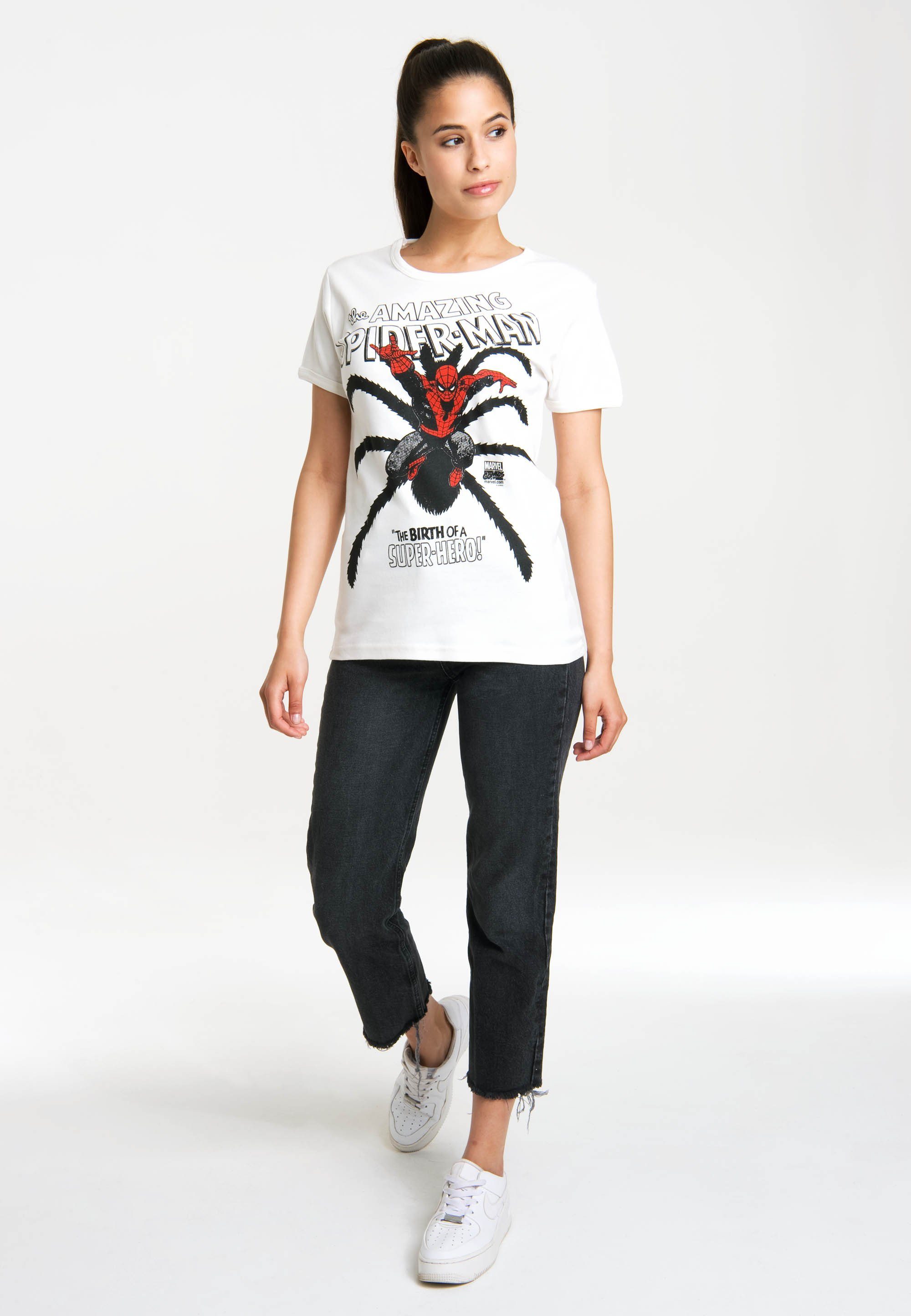 LOGOSHIRT T-Shirt Spider-Man Birth mit Originaldesign lizenzierten