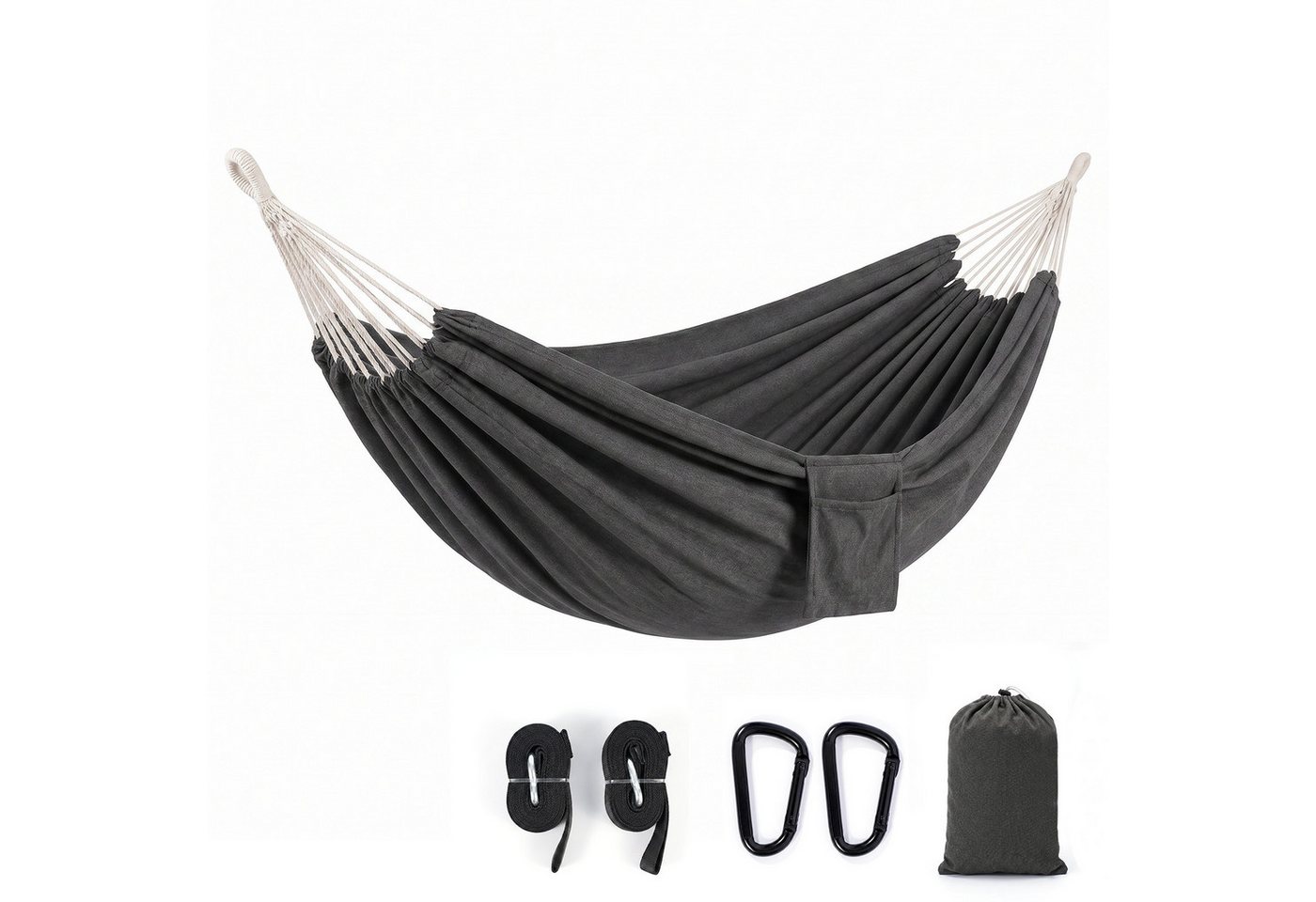 Sekey Hängematte mit Karabinern Tragetasche aus Baumwolle Doppelhängematte für Outdoor, bis 200 kg belastbar, für Garten, Balkon, Terrasse, Indoor und Camping