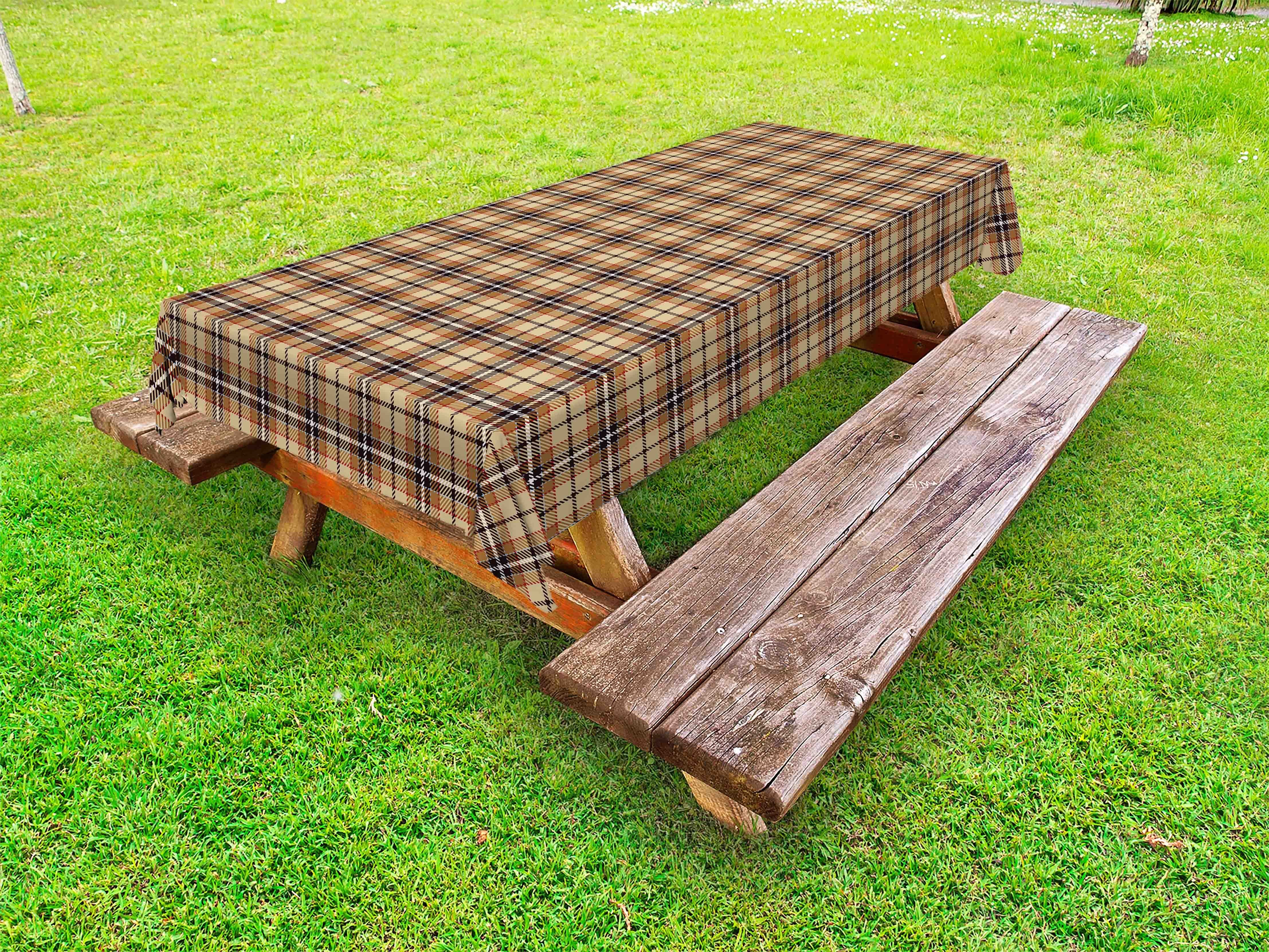 Tischdecke dekorative Vertikal Plaid Brown horizontal waschbare Abakuhaus Picknick-Tischdecke, und