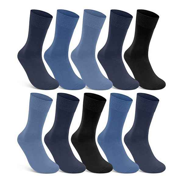 sockenkauf24 Gesundheitssocken »10 Paar Damen & Herren Socken 100% Baumwolle ohne Gummidruck« (Jeans, Navy, Schwarz, 35-38) und ohne Naht - 10600