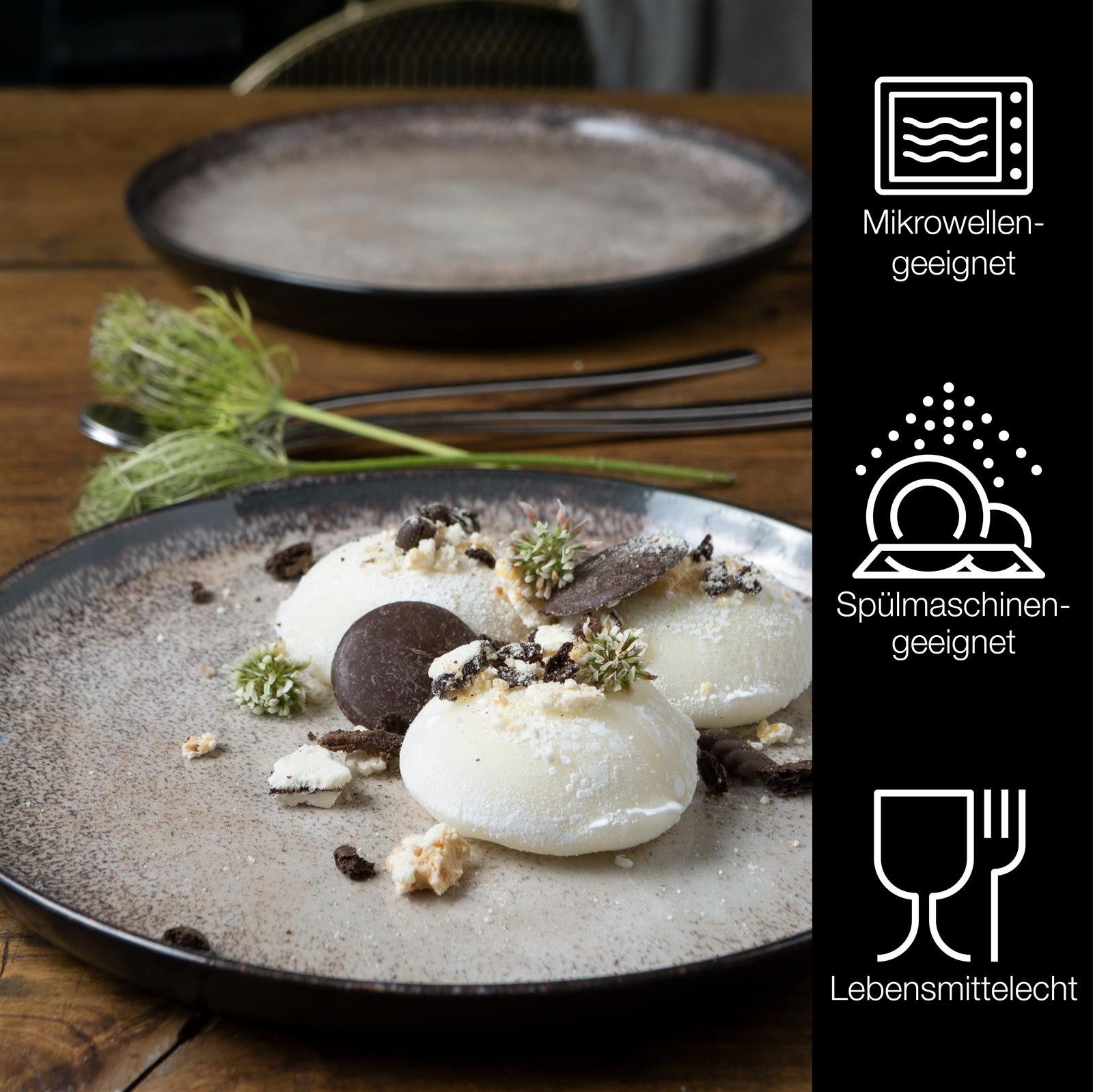 Moritz & Moritz Dessertteller VIDA Dessertteller für 6 Personen Beige, (6 St), Spülmaschinengeeignet, Porzellan Dessertteller