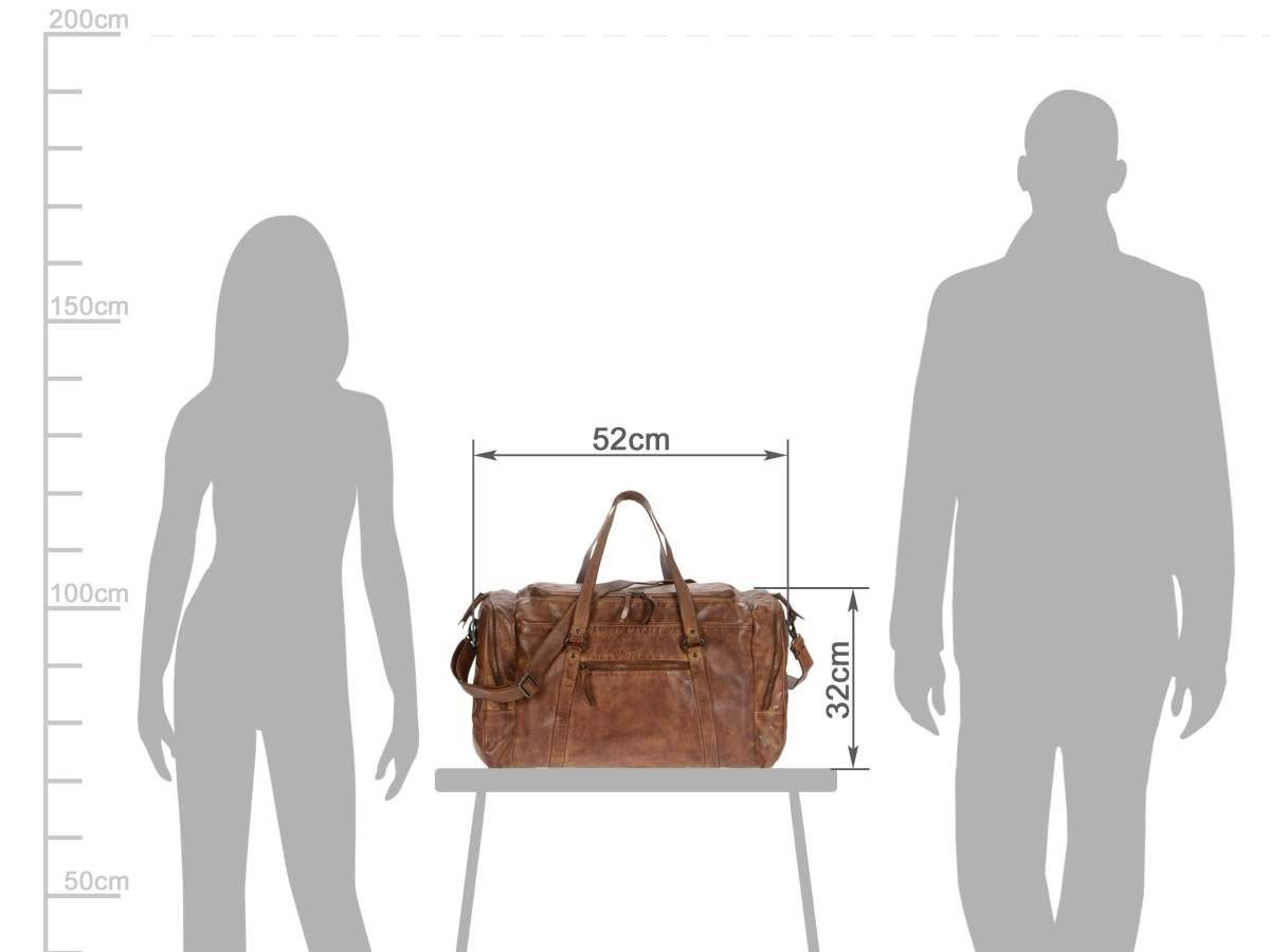 Bear Design Reisetasche BEAR DESIGN Reisetasche MAX "COW LAVATO", Sporttasche, für Damen und Herren, knautschiges Leder, used Look