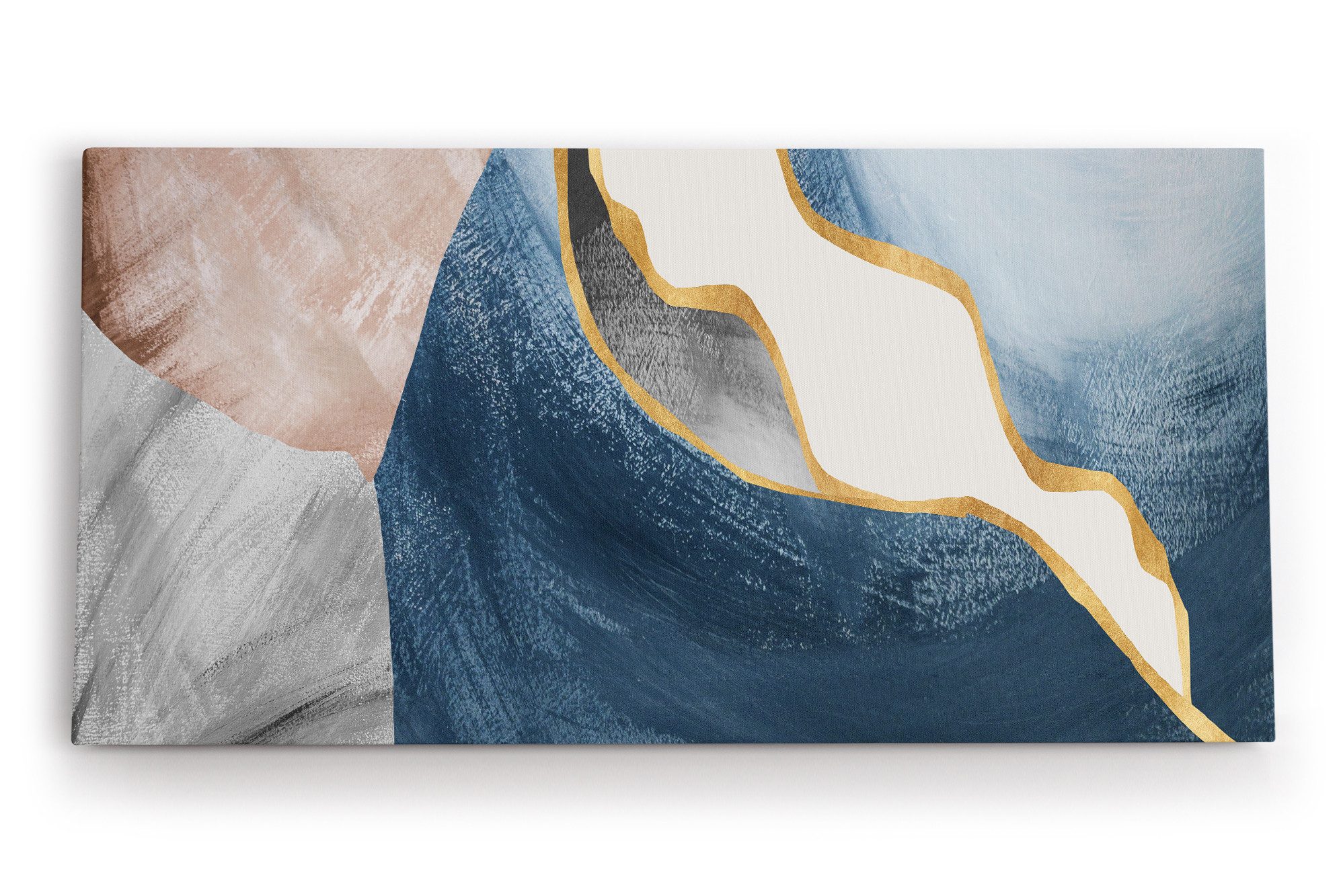 Leinwandbild Abstrakte Muster Blau Beige Kunstvoll Modern