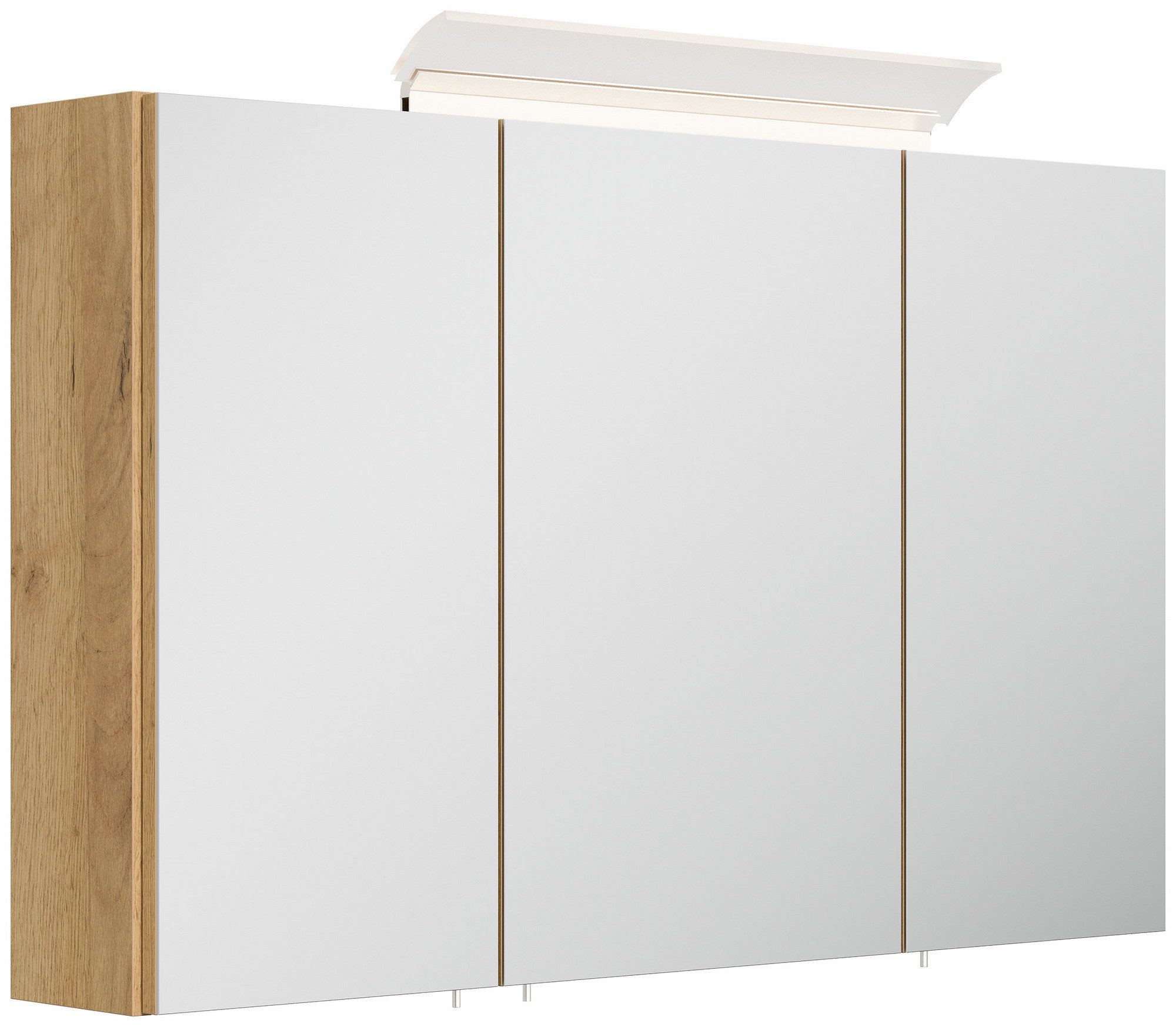 Posseik Spiegelschrank Badezimmer Spiegelschrank 3-türig LED-Acryllampe 120 cm Eiche Gold