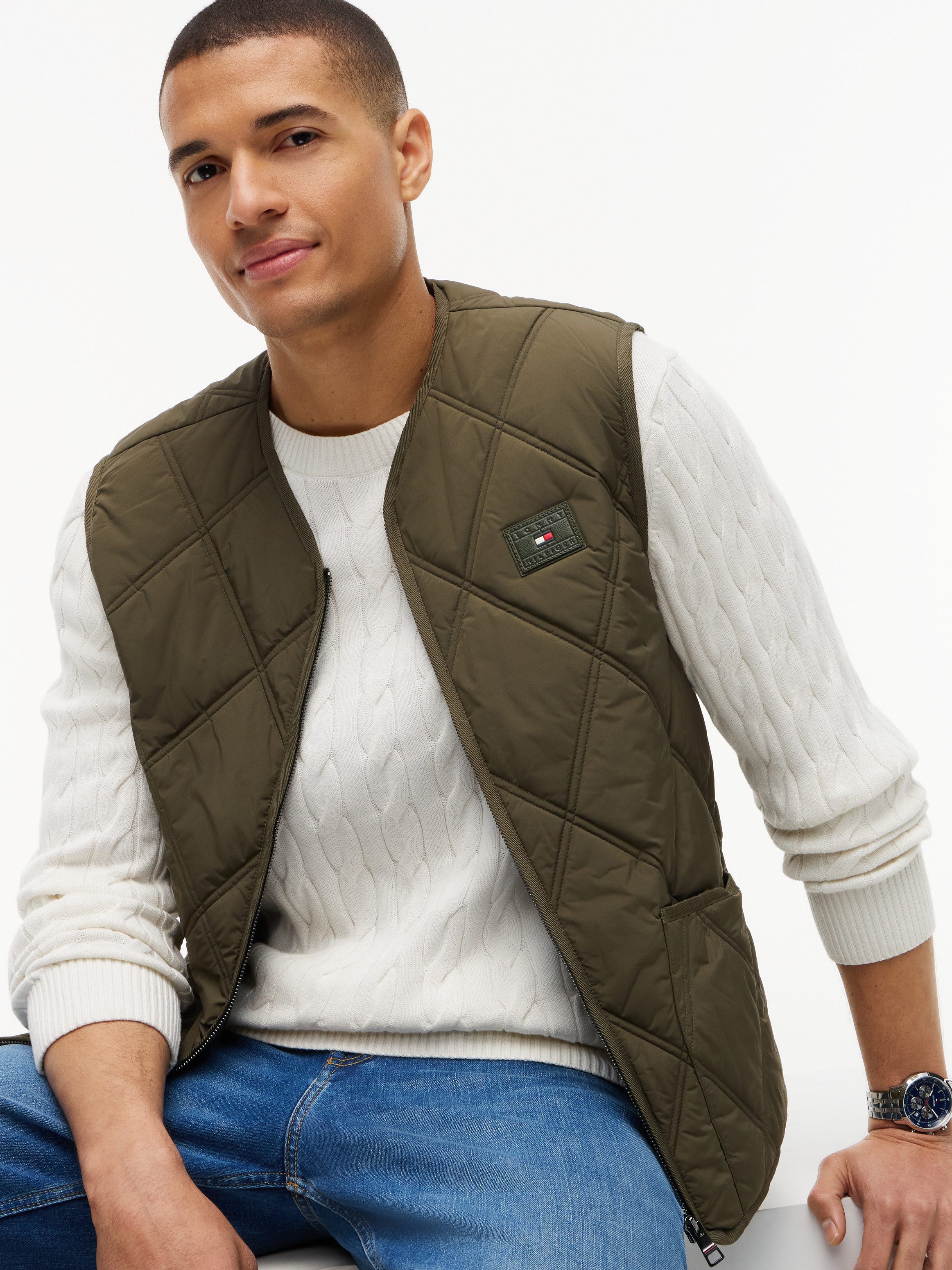 Tommy Hilfiger Steppweste DIAMOND QUILT mit Rautensteppung und Reißverschluss