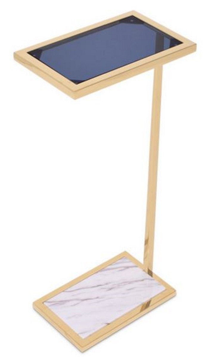 Casa Padrino Beistelltisch Luxus Beistelltisch Gold / Schwarz / Weiß 31 x 20 x H. 72 cm - Designermöbel