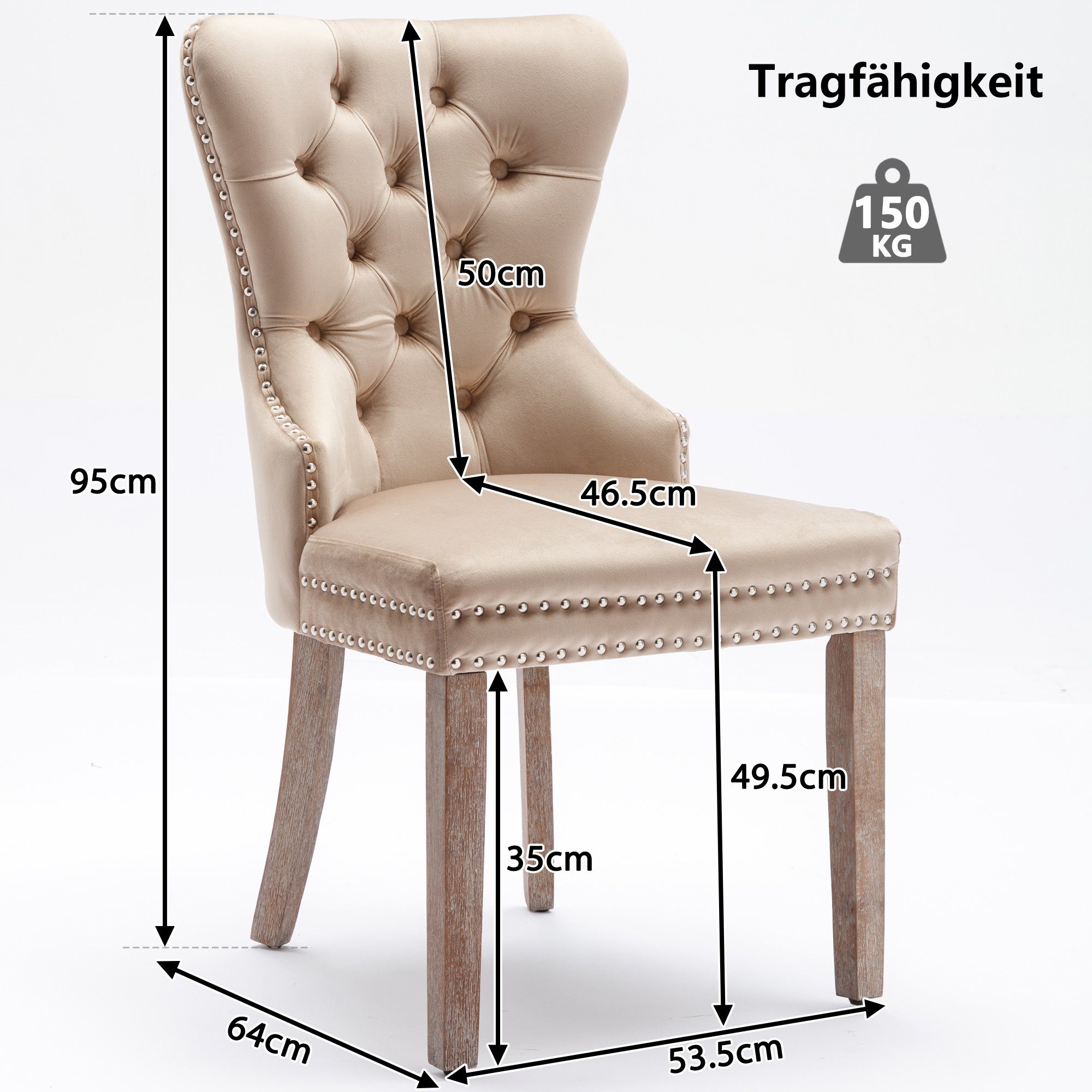Flieks Esszimmerstuhl (Set, 2 St), 2er Set Polsterstühle Küchenstühle Wohnzimmer Schminkstuhl Samt