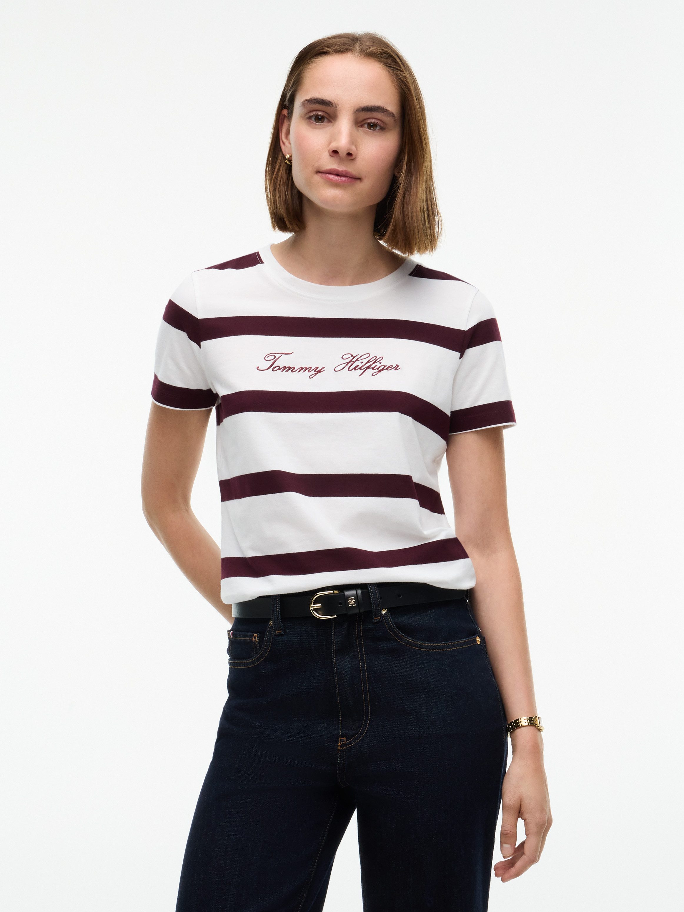 Tommy Hilfiger Kurzarmshirt SCRIPT REG C-NK SS T-SHIRT Baumwolle