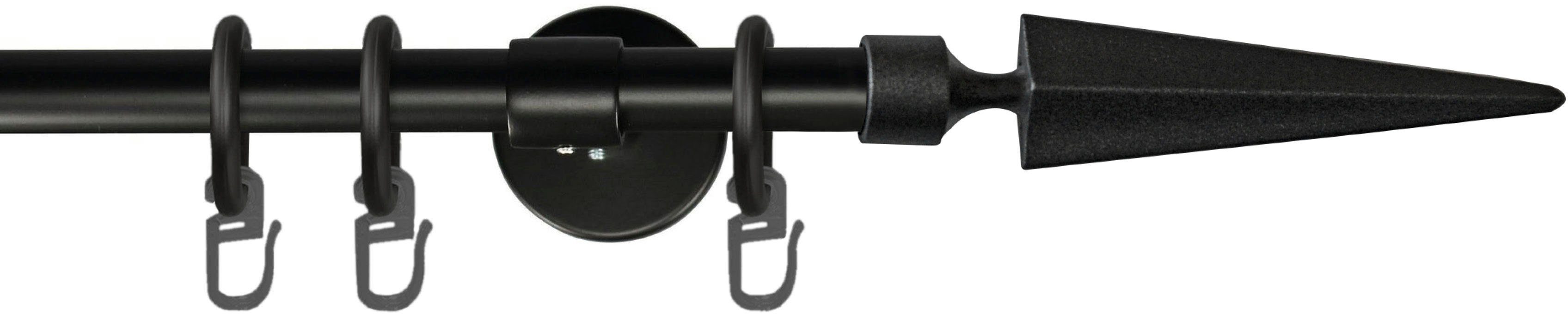 GARESA Gardinenstange RUSTIKA, Ø 16 mm, 1-läufig, Wunschmaßlänge, verschraubt, Metall, rustikale Vorhanggarnitur, verlängerbar, m. Ringe, Endknopf Speer