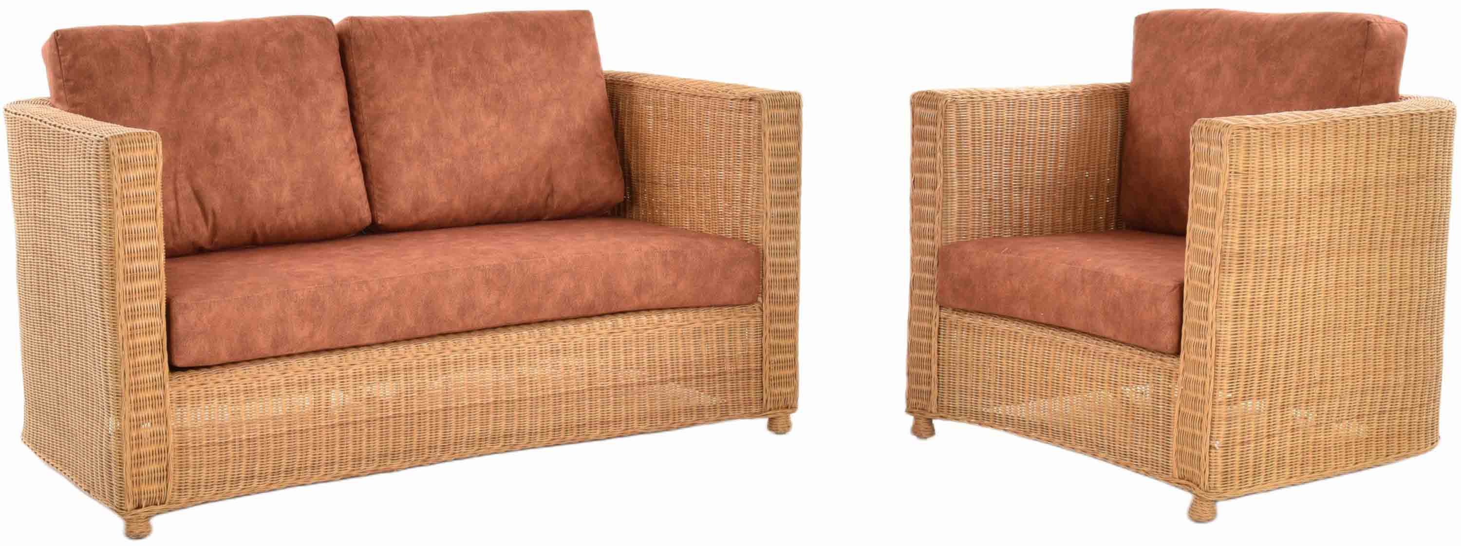 Krines Home Sitzgruppe Set/2 Rattan-Set Club Wohnzimmerset Club-Garnitur Lounge Sitzgruppe, (2-tlg., 1x Кресла, 1x Zweisitzersofa), Rattanmöbel, Breite Подлокотники