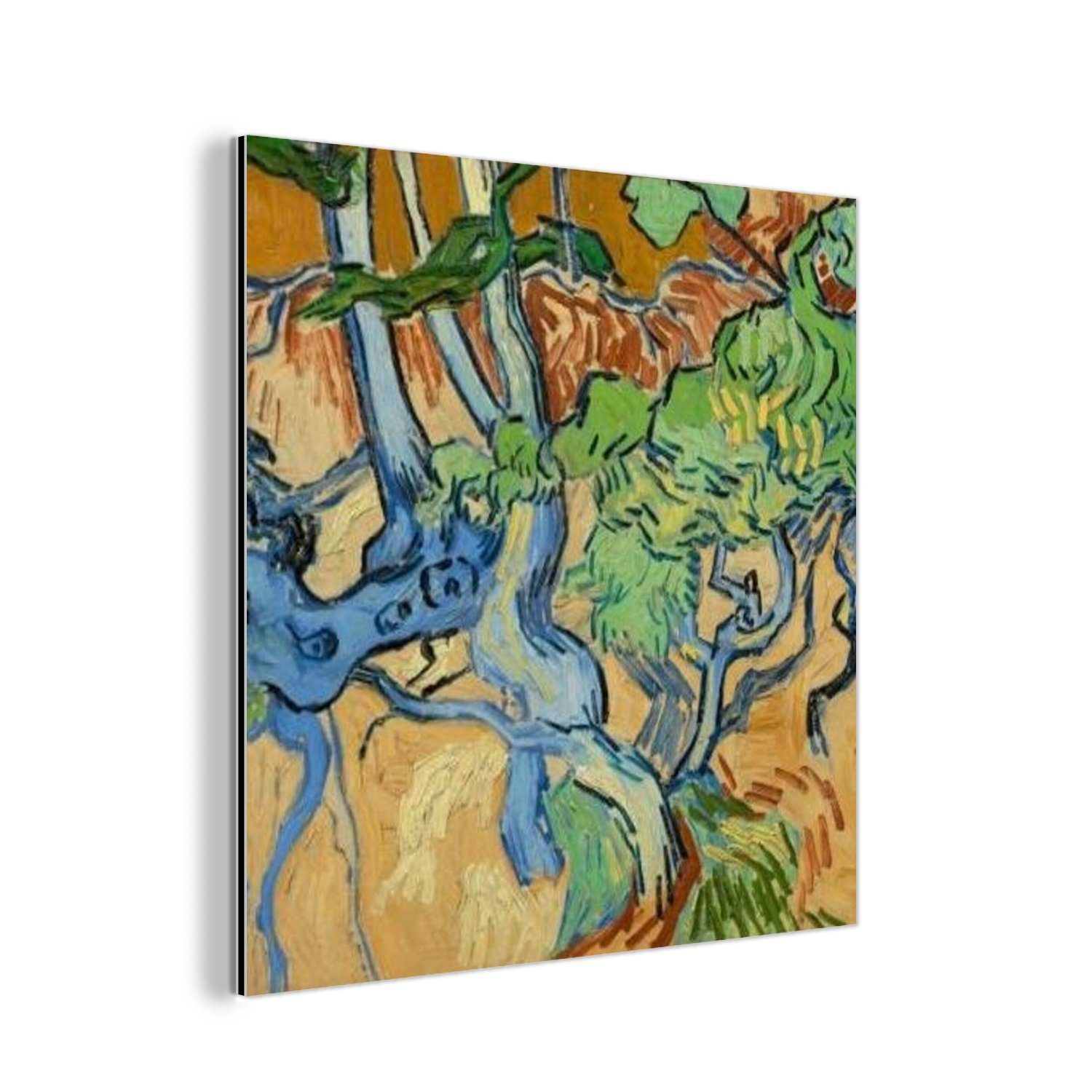 MuchoWow Metallbild Baumwurzeln - Vincent van Gogh, (1 St), Alu-Dibond-Druck, Gemälde aus Metall, Aluminium deko