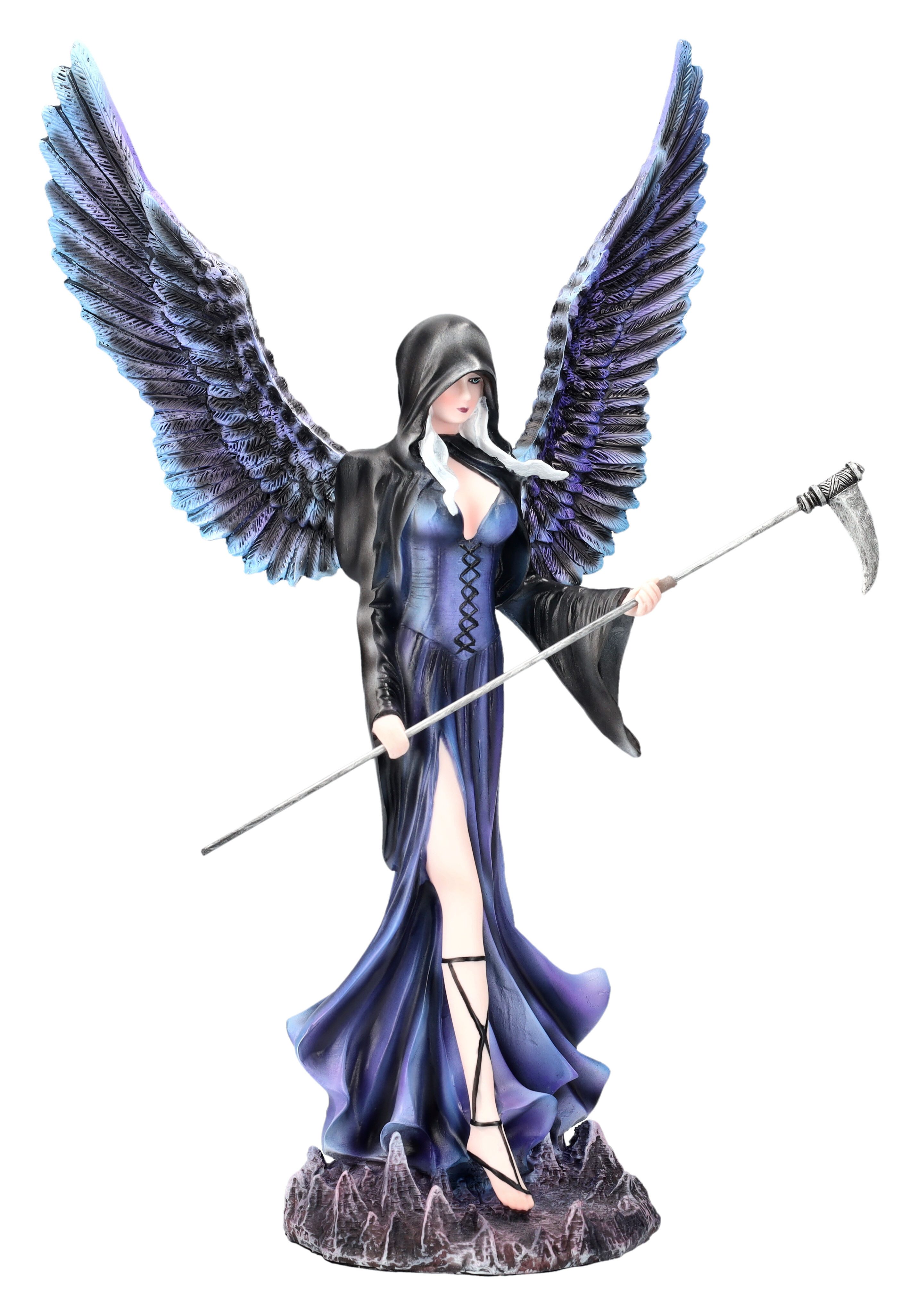 Figuren Shop GmbH Fantasy-Figur Dark Angel Figur - Dark Mercy mit Sense blau - Gothic Engel