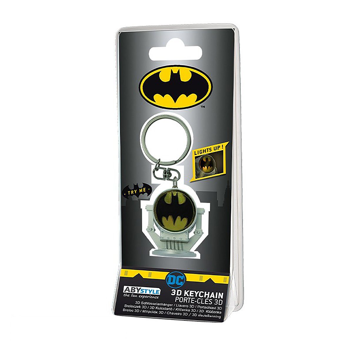 Batman Comics ABYstyle Licht Schlüsselanhänger DC 3D Schlüsselanhänger mit BatSignal