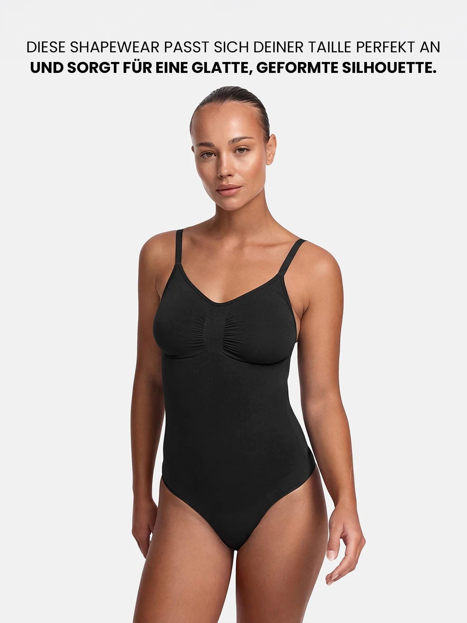 cfab (creamy fabrics) Miederbody Bodysuit Sculpting Shapewear mit Slip-Weiß-L (1-tlg) Figurformend
