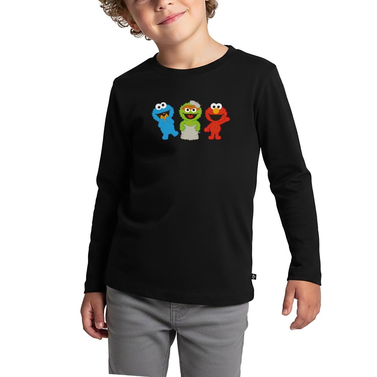 T-Shirt Sesamstraße Baby Krümelmonster, Oscar & Elmo Kinder Premium Langarmshi