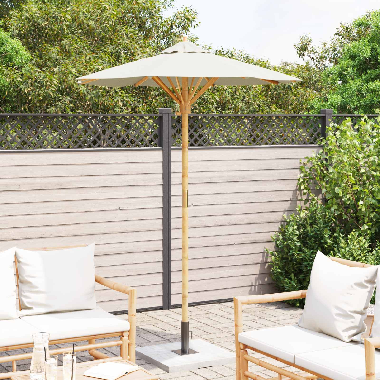 vidaXL Sonnenschirm Garten-Sonnenschirm Cremeweiß Ø 150 x 210 cm Bambus