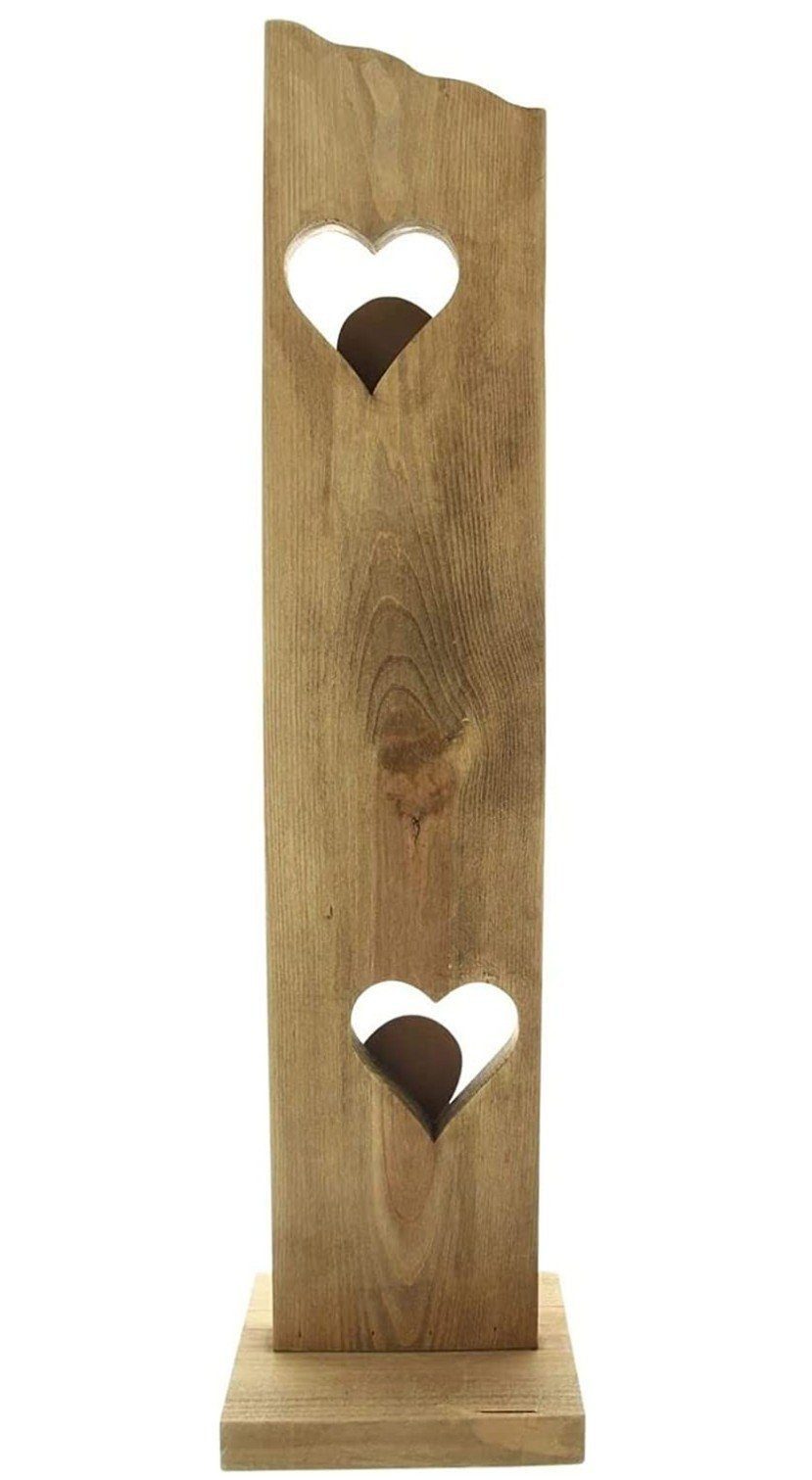 Dekoleidenschaft Dekosäule "Willkommen" aus Holz 80 cm hoch mit 2 Herzen aus Metall in Rostoptik, Welcome Holzdeko, Eingangsbereich, Eingangsdeko, Säule – Bild 4 von 5